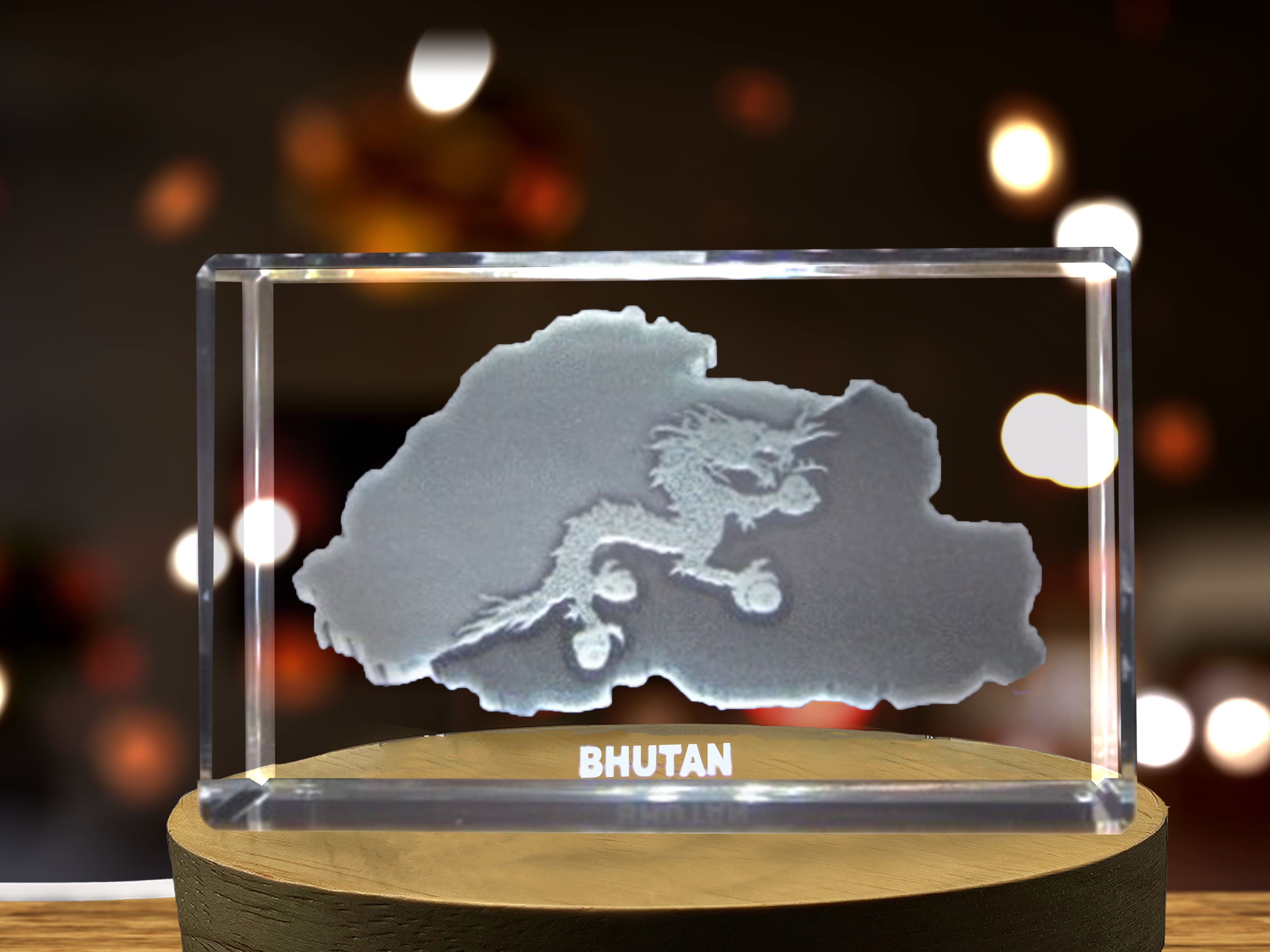 Bhutan 3D Engraved Crystal 3D Engraved Crystal Keepsake/Gift/Decor/Collectible/Souvenir A&B Crystal Collection