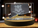 Connecticut 3D Engraved Crystal 3D Engraved Crystal Keepsake/Gift/Decor/Collectible/Souvenir A&B Crystal Collection