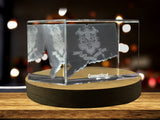 Connecticut 3D Engraved Crystal 3D Engraved Crystal Keepsake/Gift/Decor/Collectible/Souvenir A&B Crystal Collection