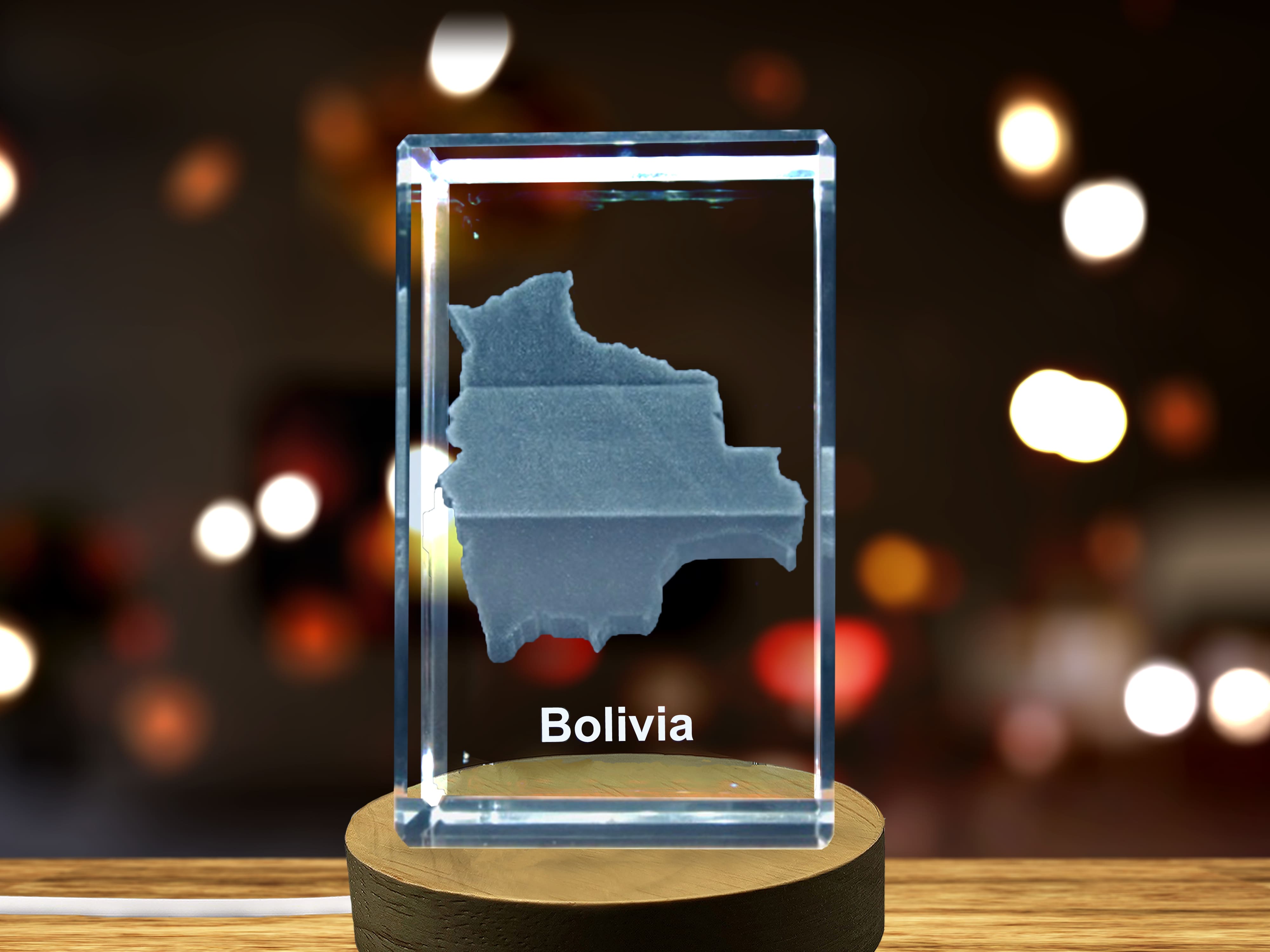 Bolivia 3D Engraved Crystal 3D Engraved Crystal Keepsake/Gift/Decor/Collectible/Souvenir A&B Crystal Collection
