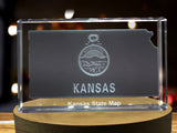 Kansas 3D Engraved Crystal 3D Engraved Crystal Keepsake/Gift/Decor/Collectible/Souvenir A&B Crystal Collection