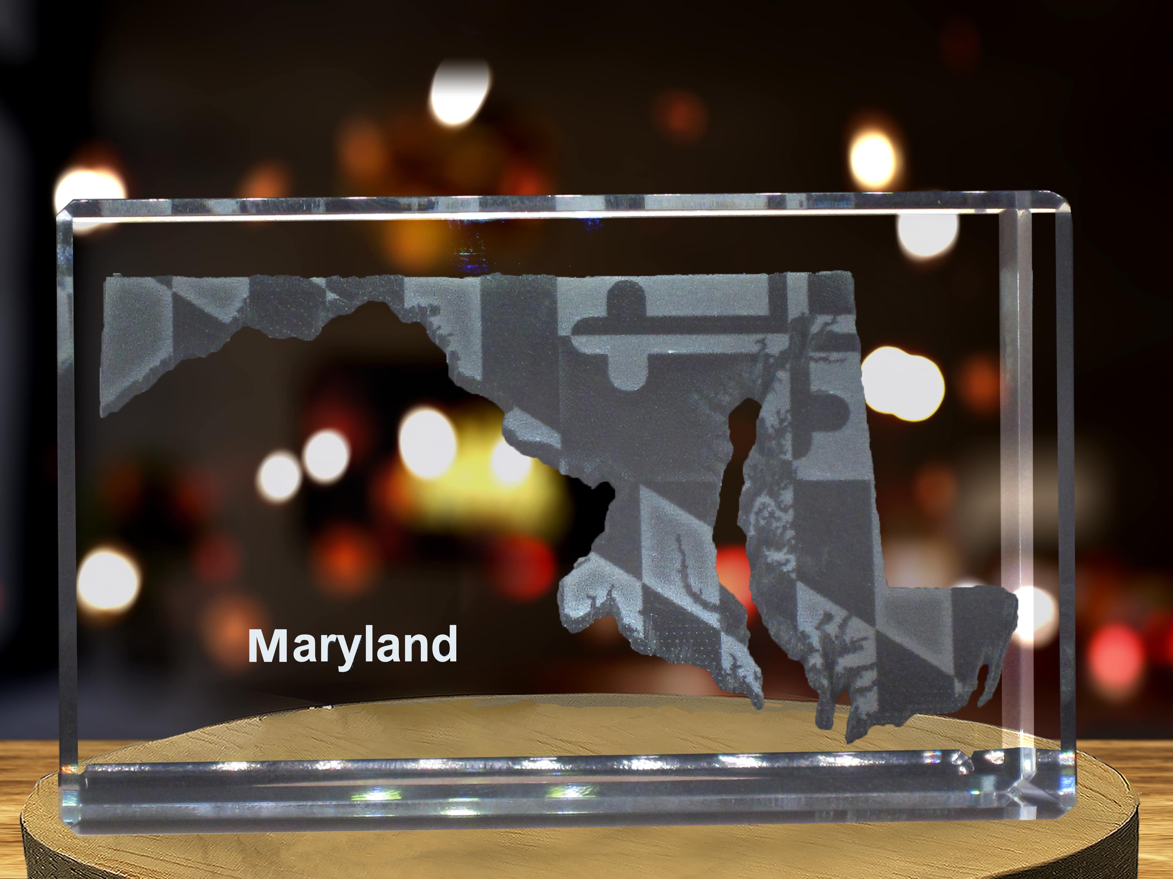 Maryland 3D Engraved Crystal 3D Engraved Crystal Keepsake/Gift/Decor/Collectible/Souvenir A&B Crystal Collection