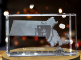 Massachusetts 3D Engraved Crystal 3D Engraved Crystal Keepsake/Gift/Decor/Collectible/Souvenir A&B Crystal Collection