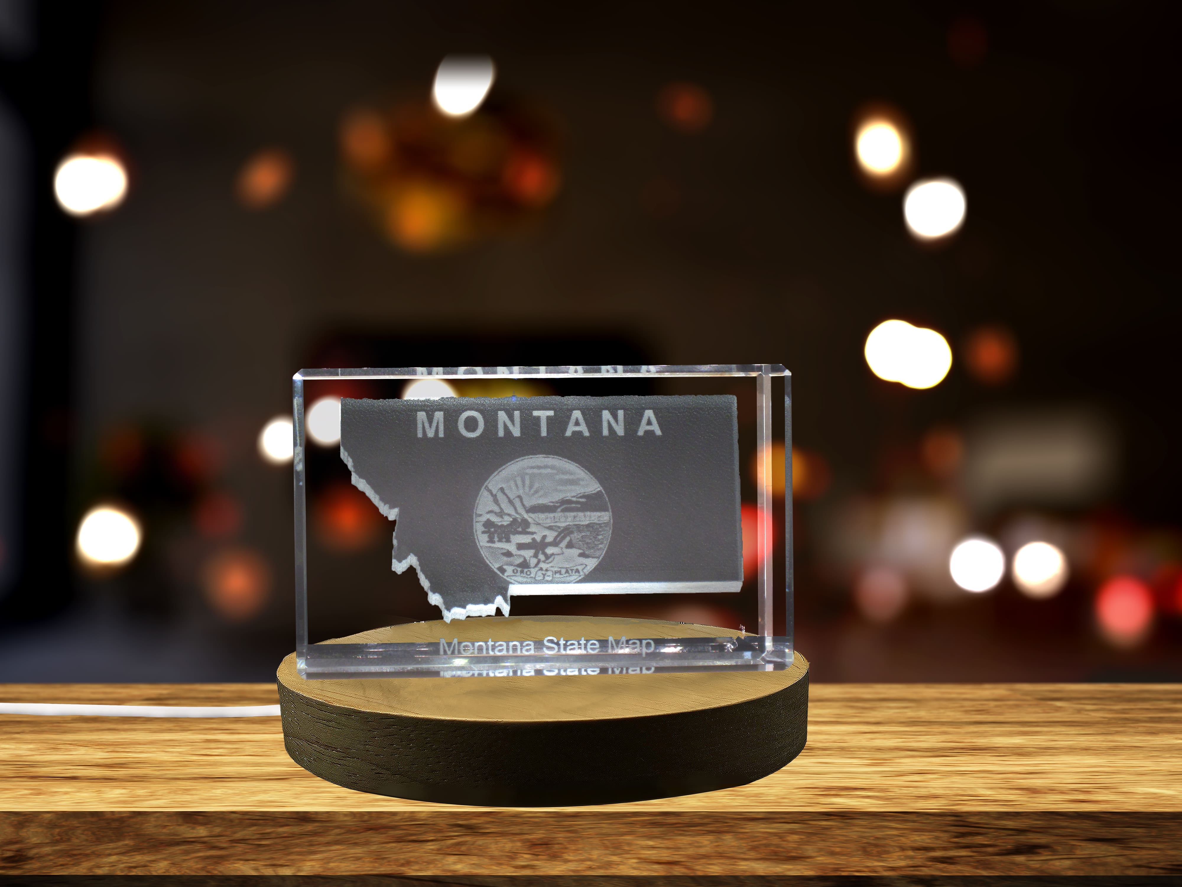 Montana 3D Engraved Crystal 3D Engraved Crystal Keepsake/Gift/Decor/Collectible/Souvenir A&B Crystal Collection