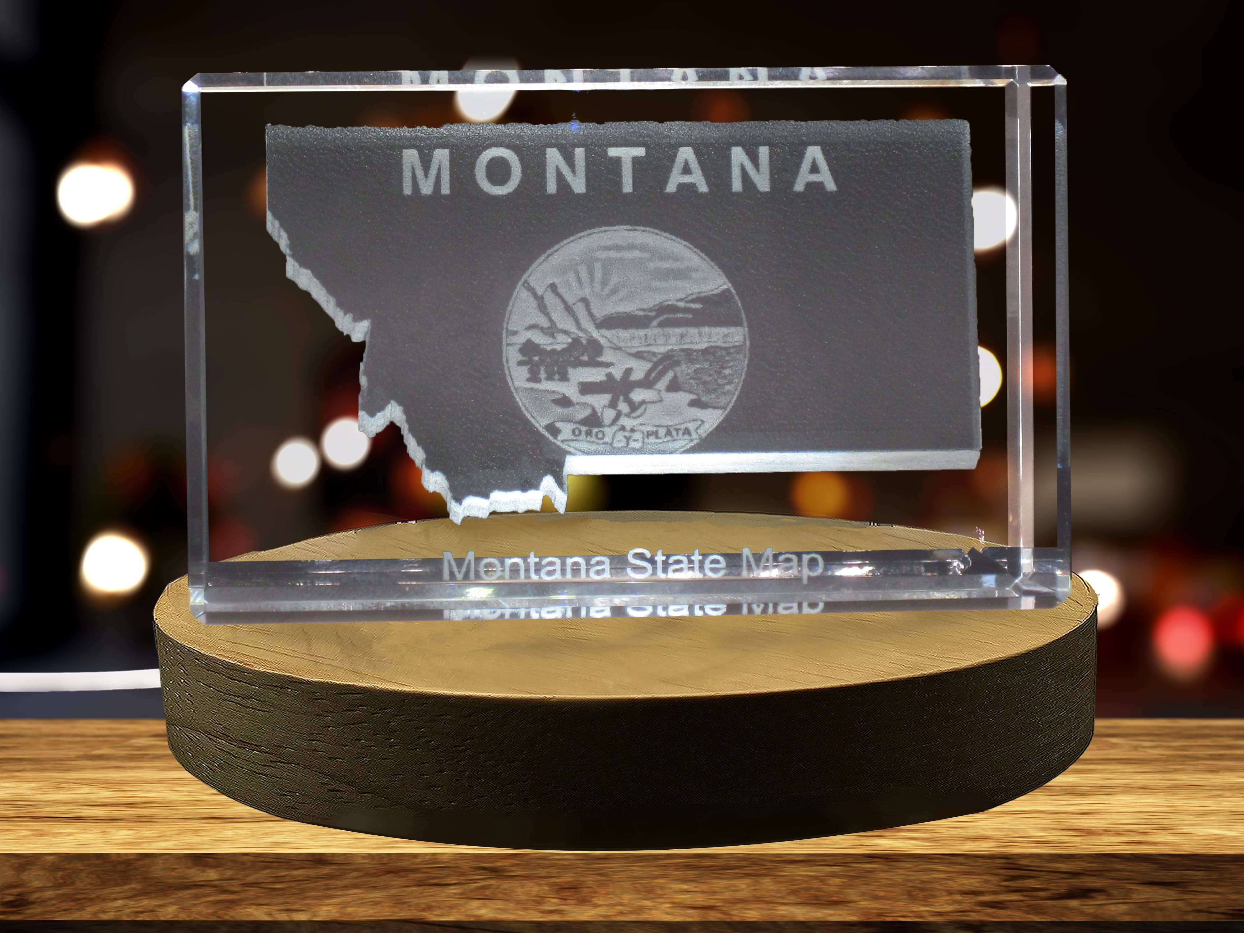 Montana 3D Engraved Crystal 3D Engraved Crystal Keepsake/Gift/Decor/Collectible/Souvenir A&B Crystal Collection