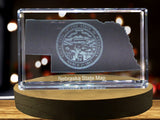 Nebraska 3D Engraved Crystal 3D Engraved Crystal Keepsake/Gift/Decor/Collectible/Souvenir A&B Crystal Collection