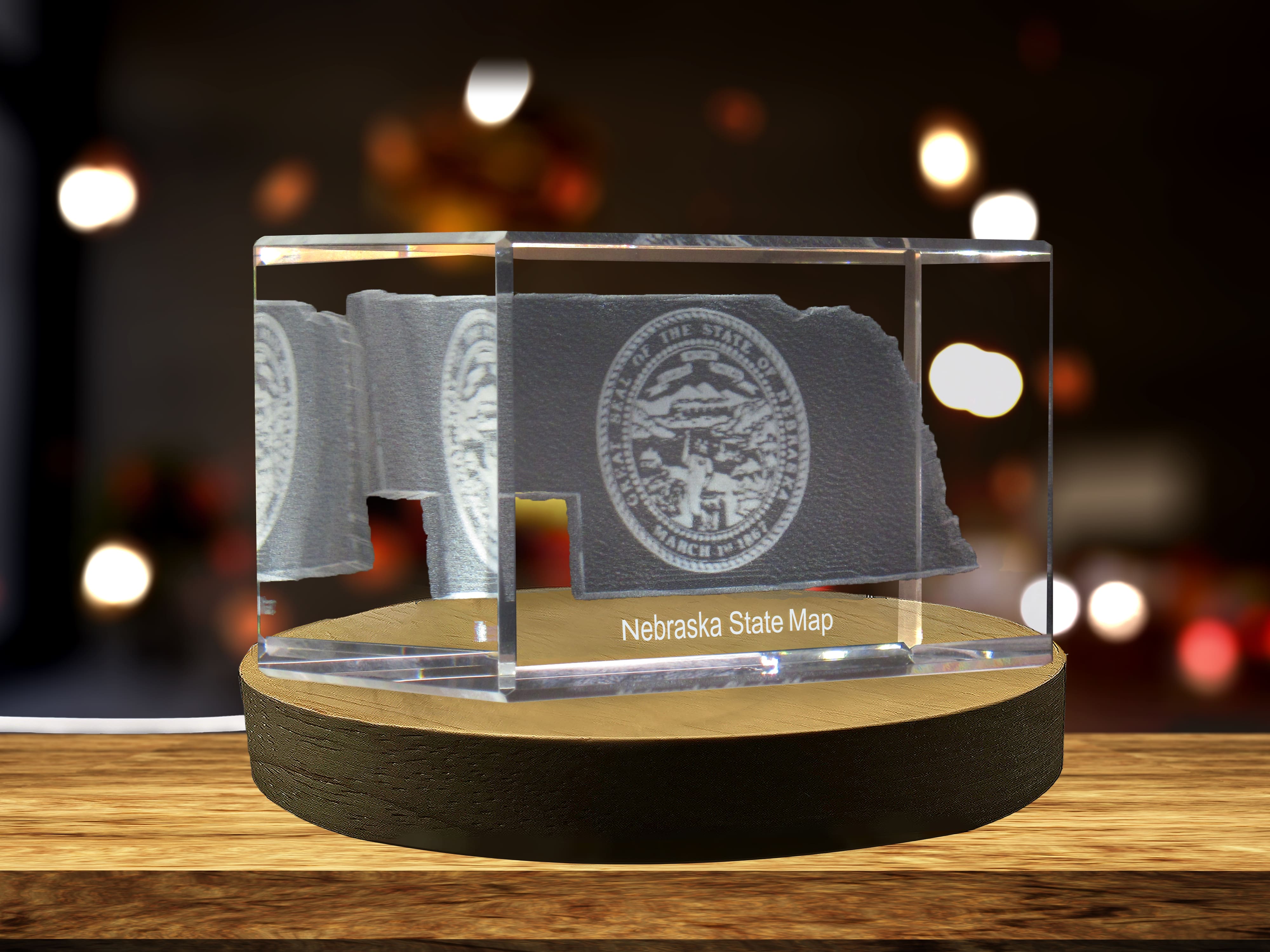 Nebraska 3D Engraved Crystal 3D Engraved Crystal Keepsake/Gift/Decor/Collectible/Souvenir A&B Crystal Collection