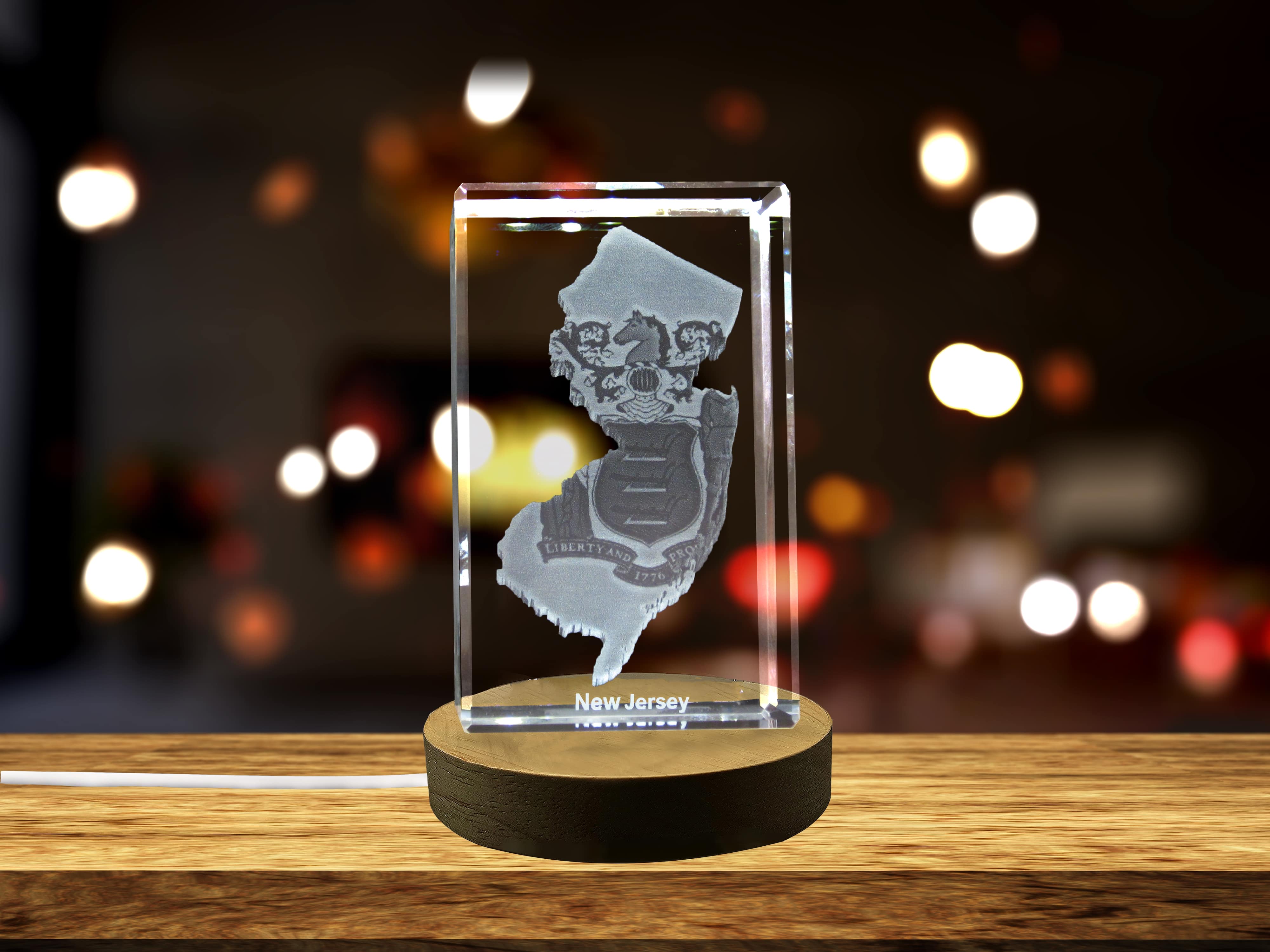 New Jersey 3D Engraved Crystal 3D Engraved Crystal Keepsake/Gift/Decor/Collectible/Souvenir A&B Crystal Collection