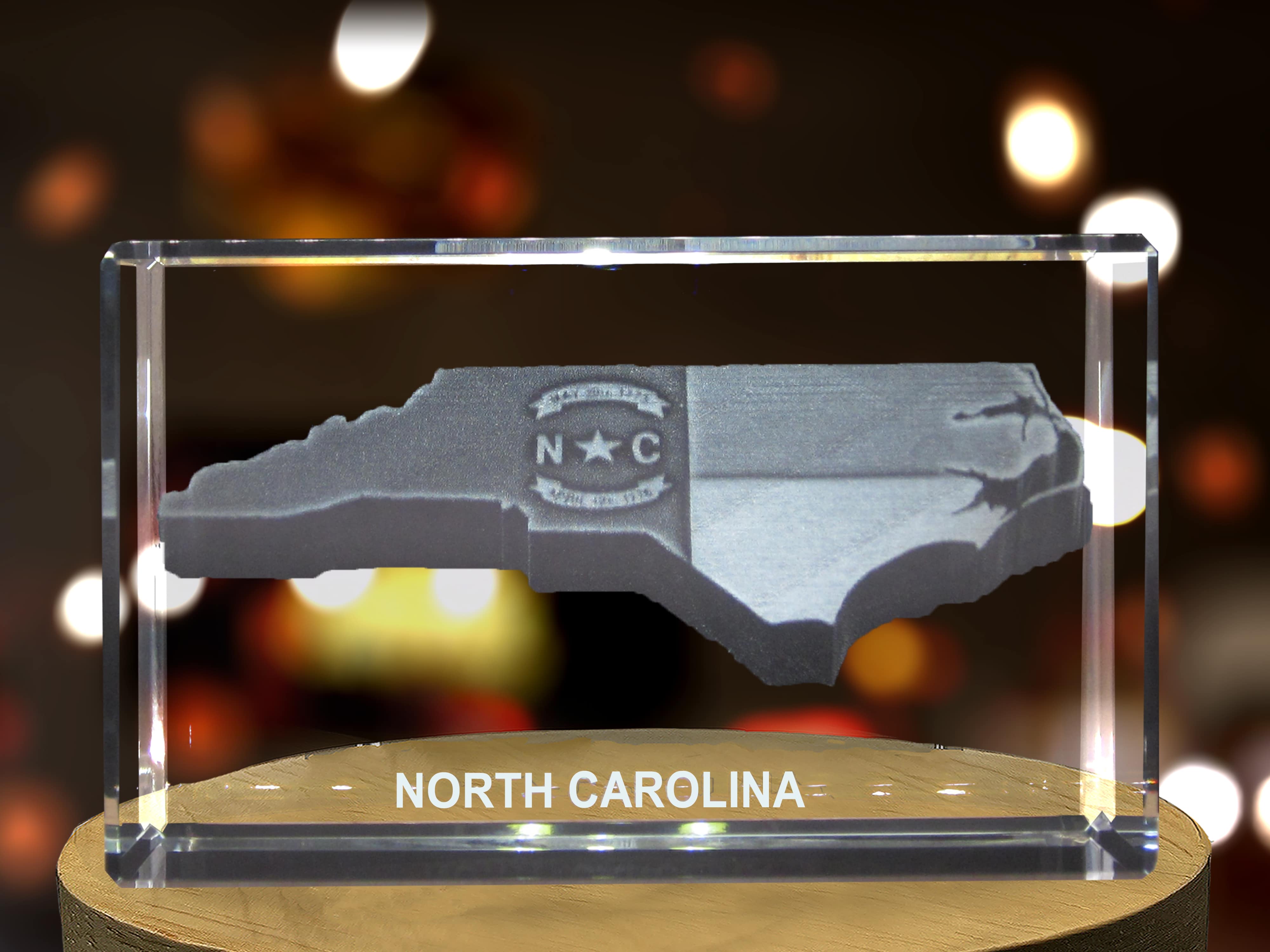 North Carolina 3D Engraved Crystal 3D Engraved Crystal Keepsake/Gift/Decor/Collectible/Souvenir A&B Crystal Collection