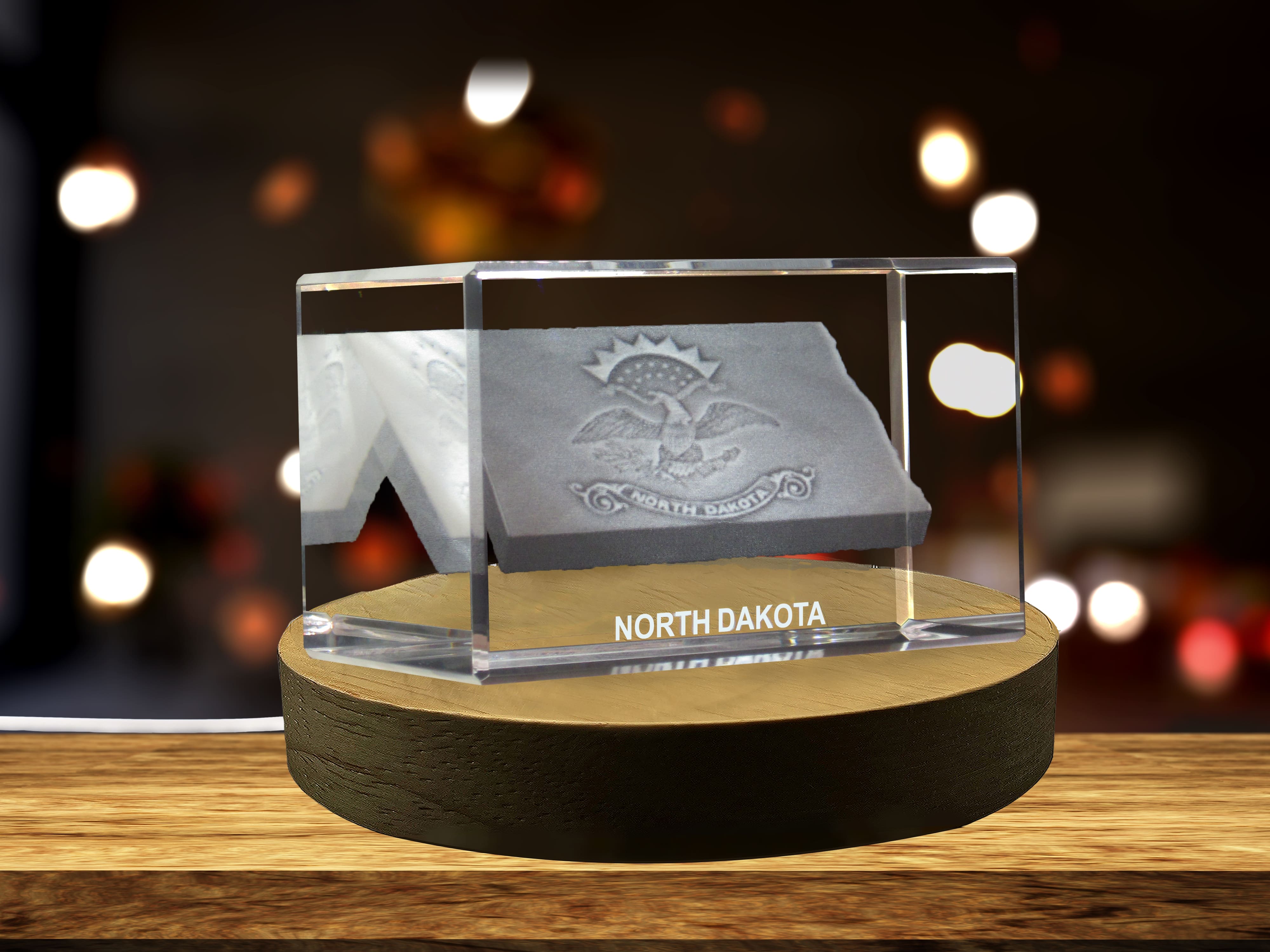 North Dakota 3D Engraved Crystal 3D Engraved Crystal Keepsake/Gift/Decor/Collectible/Souvenir A&B Crystal Collection