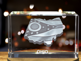 Ohio Map 3D Engraved Crystal 3D Engraved Crystal Keepsake/Gift/Decor/Collectible/Souvenir A&B Crystal Collection
