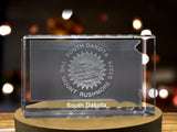 South Dakota 3D Engraved Crystal 3D Engraved Crystal Keepsake/Gift/Decor/Collectible/Souvenir A&B Crystal Collection