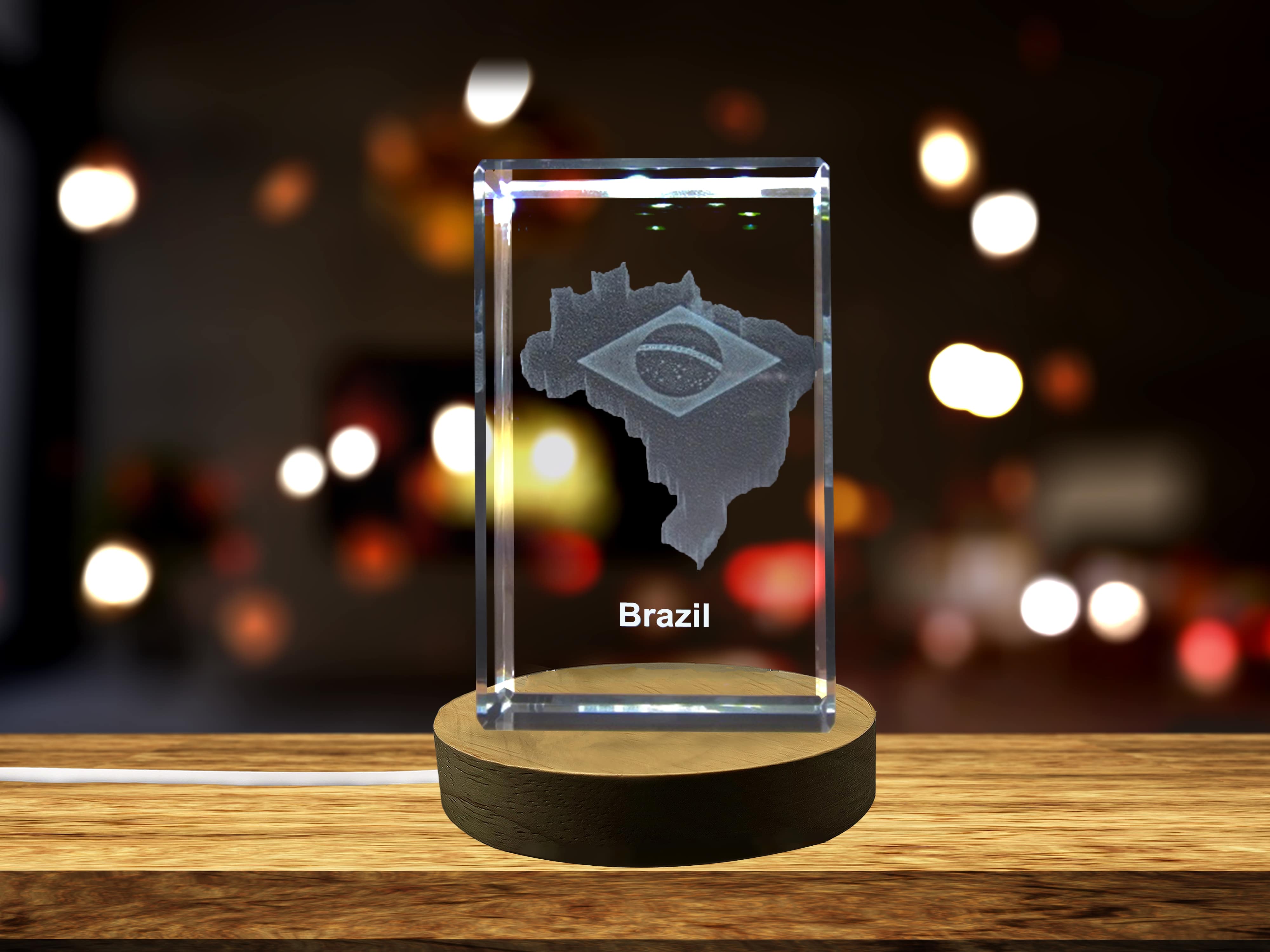Brazil 3D Engraved Crystal 3D Engraved Crystal Keepsake/Gift/Decor/Collectible/Souvenir A&B Crystal Collection