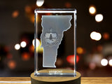 Vermont 3D Engraved Crystal 3D Engraved Crystal Keepsake/Gift/Decor/Collectible/Souvenir A&B Crystal Collection
