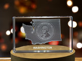 Washington State 3D Engraved Crystal 3D Engraved Crystal Keepsake/Gift/Decor/Collectible/Souvenir A&B Crystal Collection