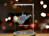West Virginia 3D Engraved Crystal 3D Engraved Crystal Keepsake/Gift/Decor/Collectible/Souvenir A&B Crystal Collection
