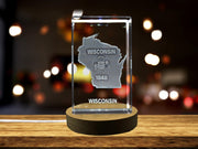 Wisconsin 3D Engraved Crystal