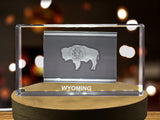 Wyoming 3D Engraved Crystal 3D Engraved Crystal Keepsake/Gift/Decor/Collectible/Souvenir A&B Crystal Collection