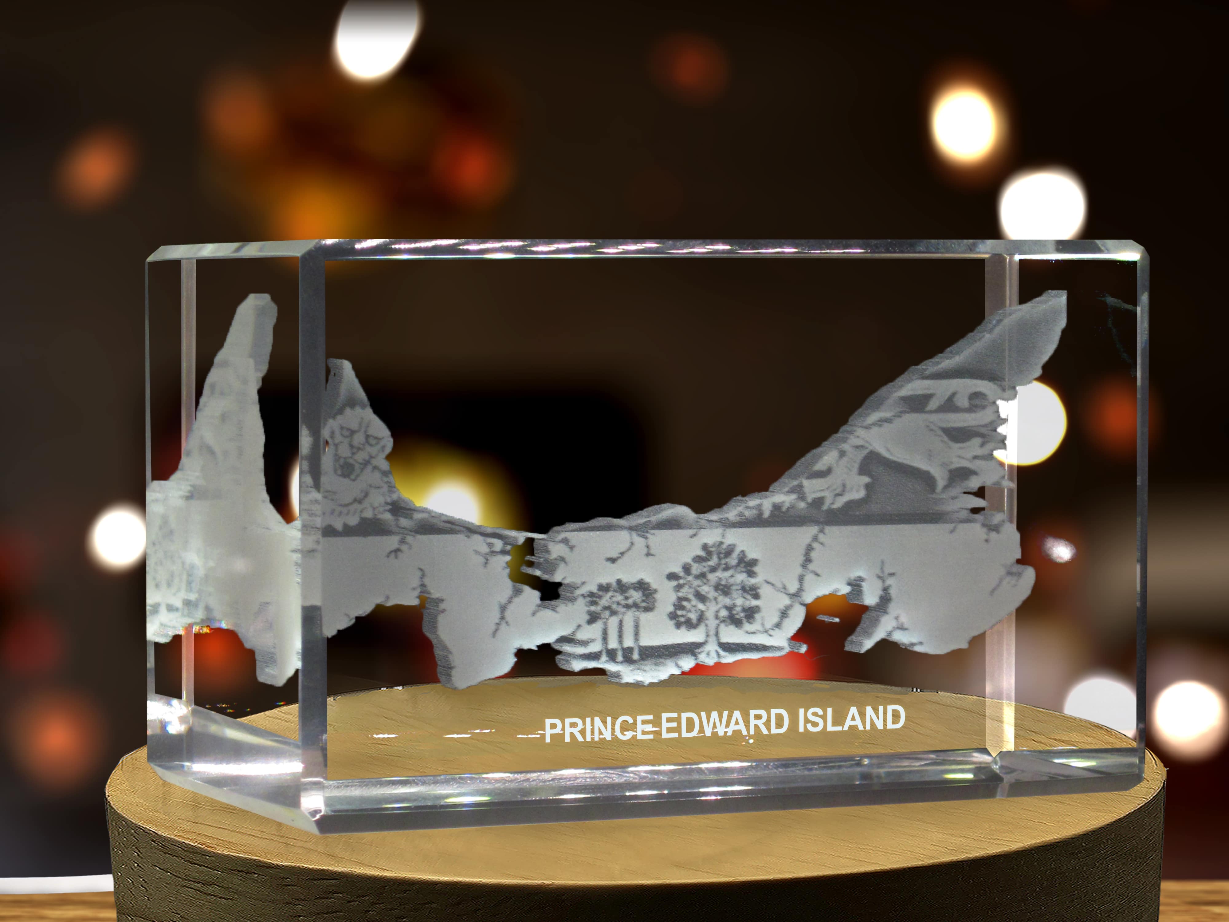 Prince Edward Island 3D Engraved Crystal 3D Engraved Crystal Keepsake/Gift/Decor/Collectible/Souvenir A&B Crystal Collection
