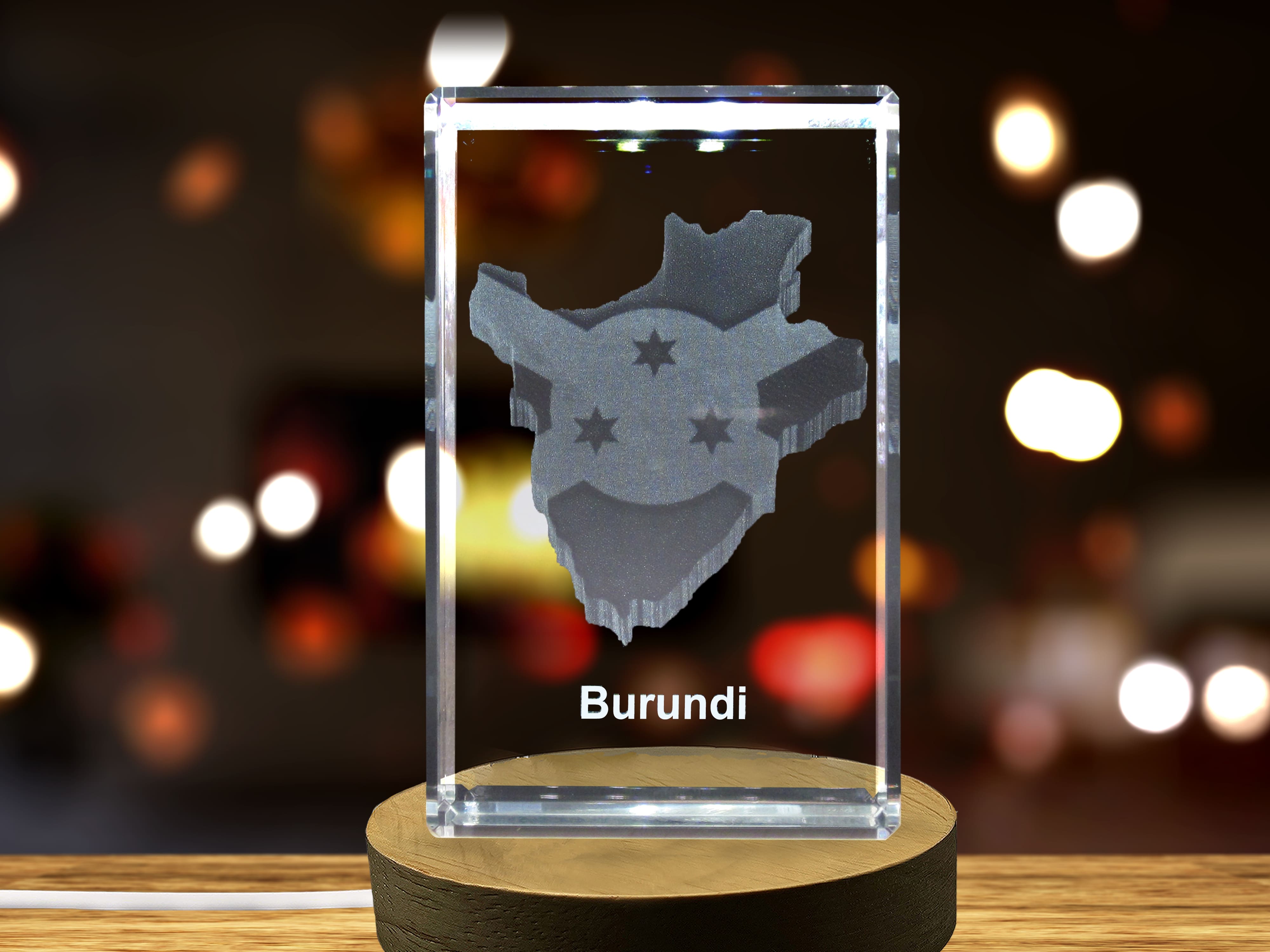 Burundi 3D Engraved Crystal 3D Engraved Crystal Keepsake/Gift/Decor/Collectible/Souvenir A&B Crystal Collection