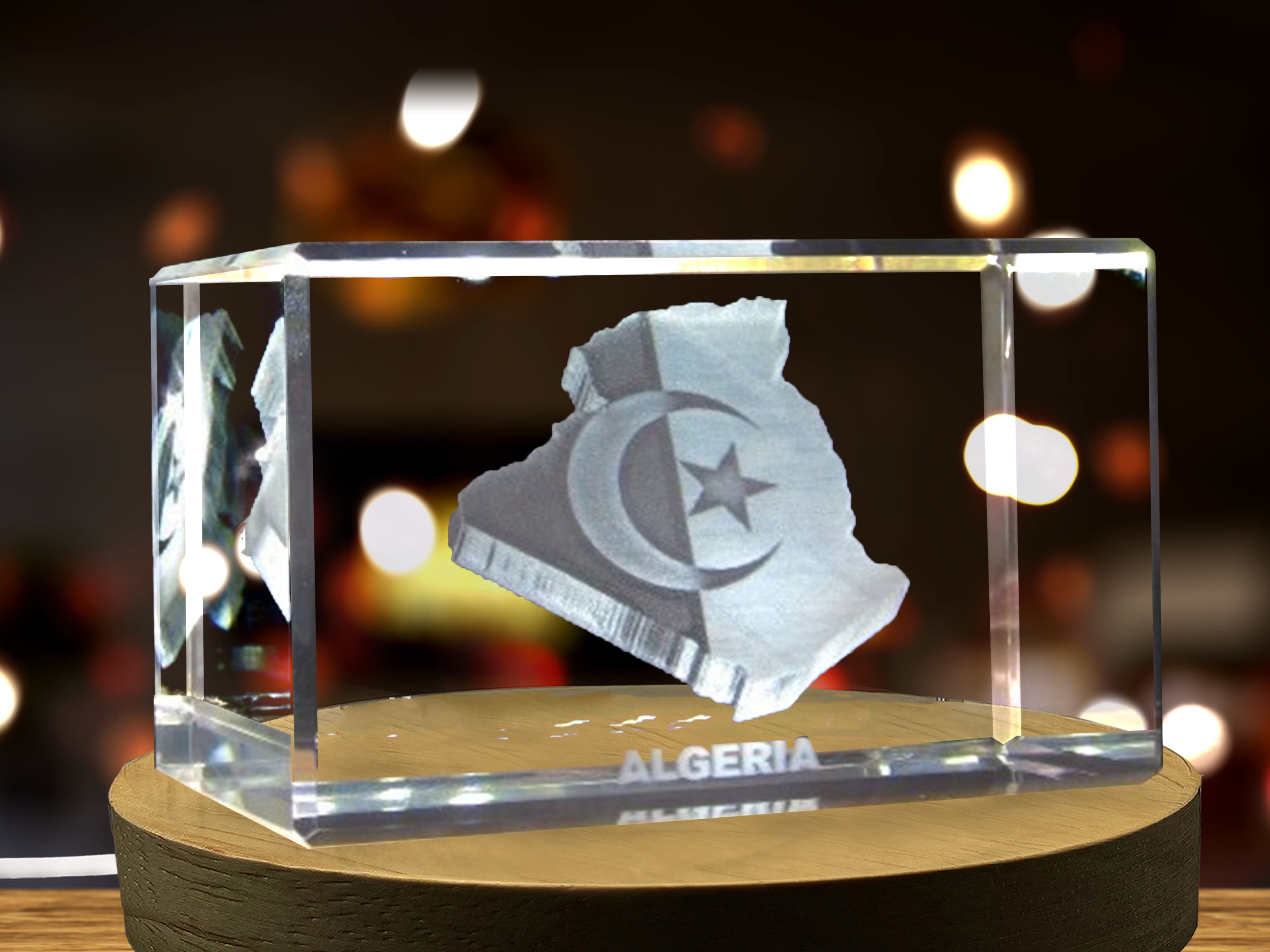 Algeria 3D Engraved Crystal | 3D Engraved Crystal Keepsake A&B Crystal Collection