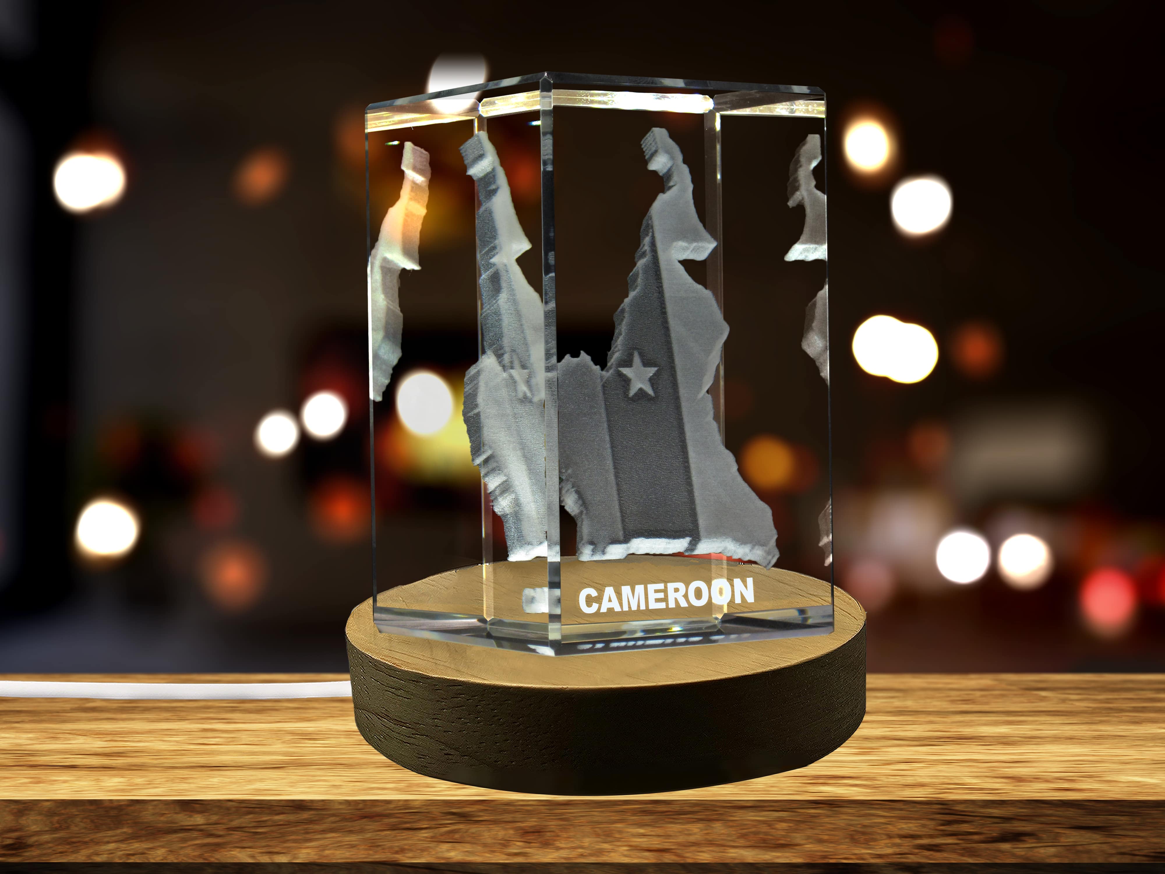 Cameroon 3D Engraved Crystal | 3D Engraved Crystal Keepsake A&B Crystal Collection