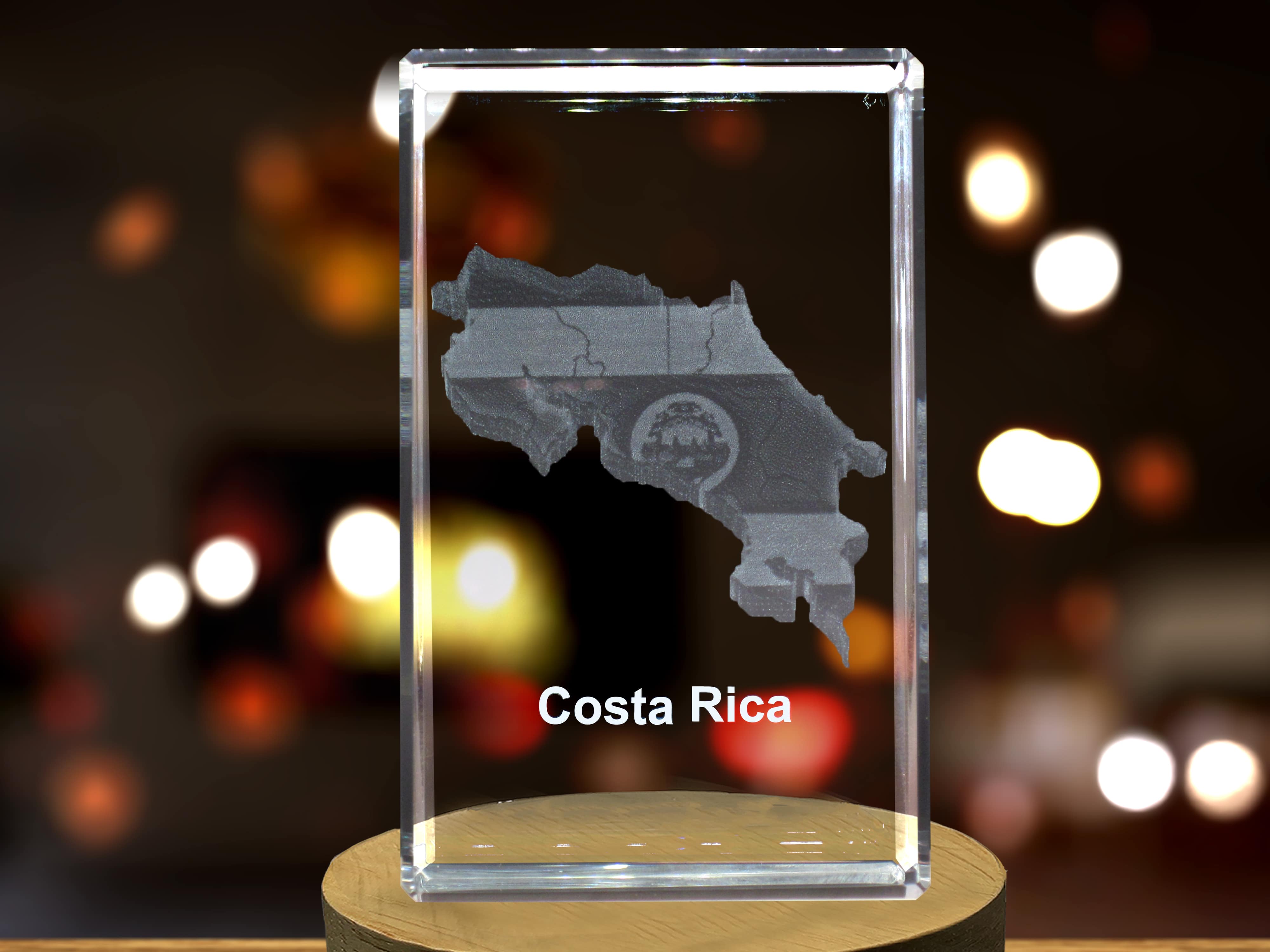 Costa Rica 3D Engraved Crystal 3D Engraved Crystal Keepsake/Gift/Decor/Collectible/Souvenir A&B Crystal Collection