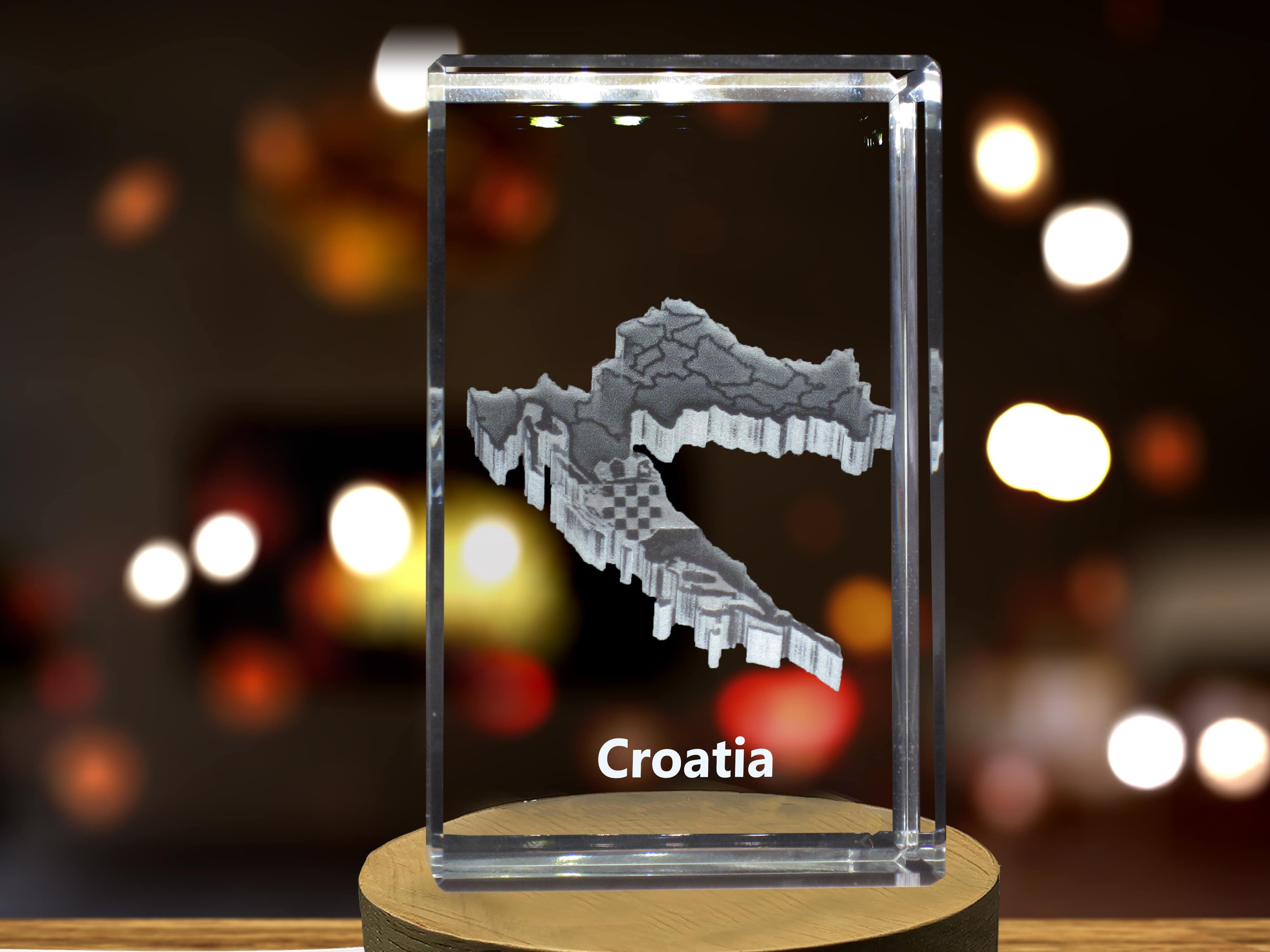 Croatia 3D Engraved Crystal 3D Engraved Crystal Keepsake/Gift/Decor/Collectible/Souvenir A&B Crystal Collection