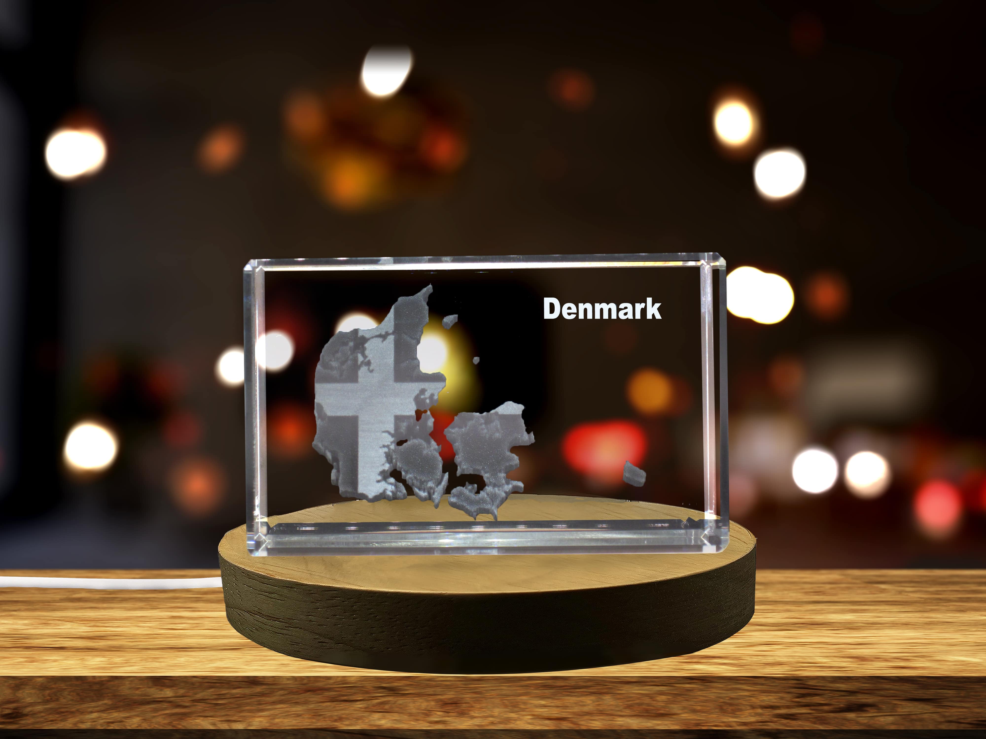 Denmark 3D Engraved Crystal 3D Engraved Crystal Keepsake/Gift/Decor/Collectible/Souvenir A&B Crystal Collection