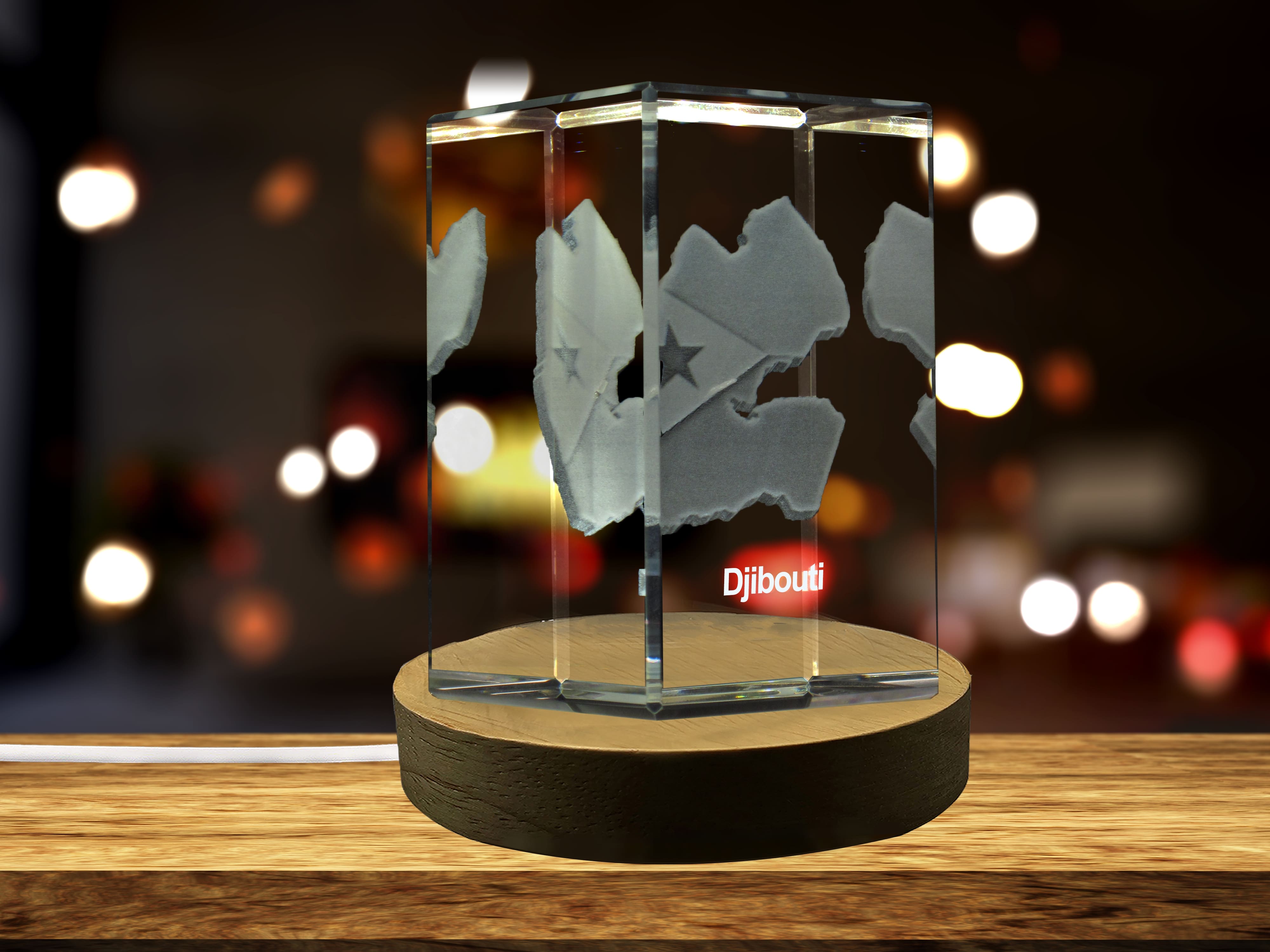 Djibouti 3D Engraved Crystal 3D Engraved Crystal Keepsake/Gift/Decor/Collectible/Souvenir A&B Crystal Collection