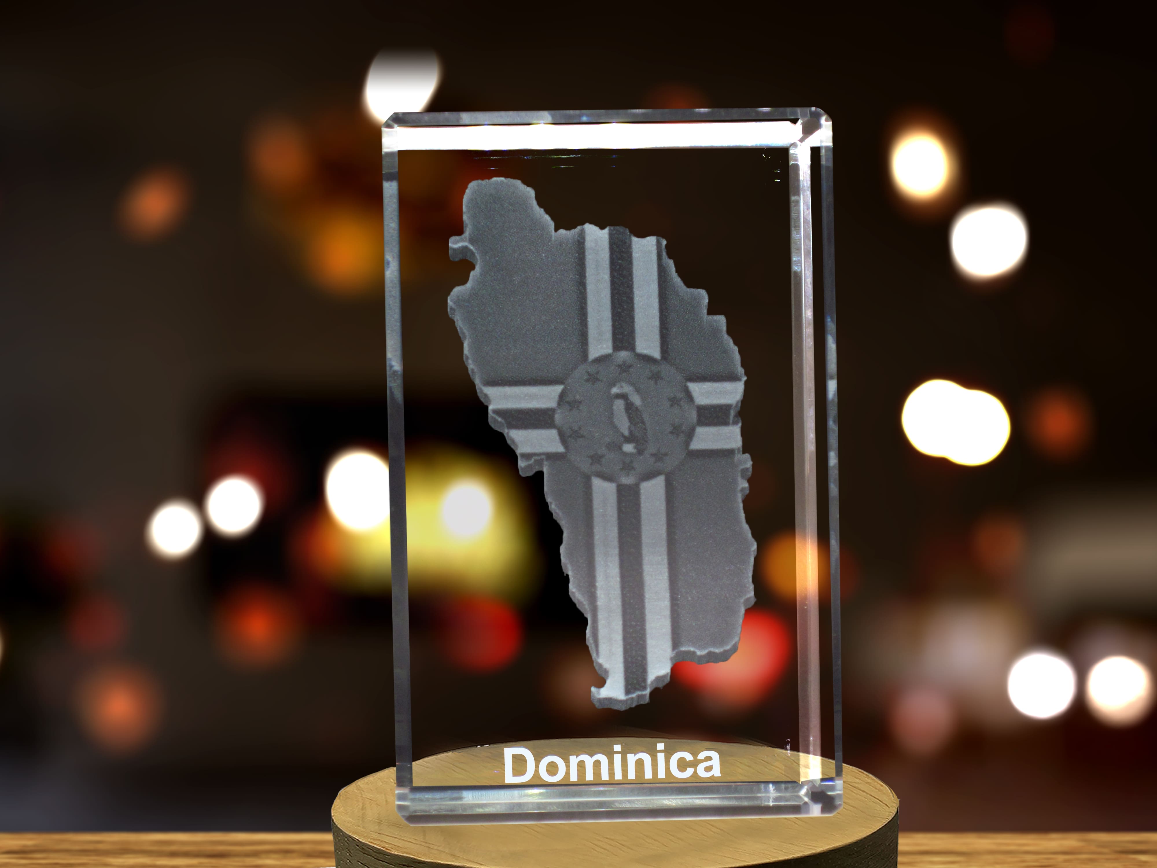 Dominica 3D Engraved Crystal 3D Engraved Crystal Keepsake/Gift/Decor/Collectible/Souvenir A&B Crystal Collection