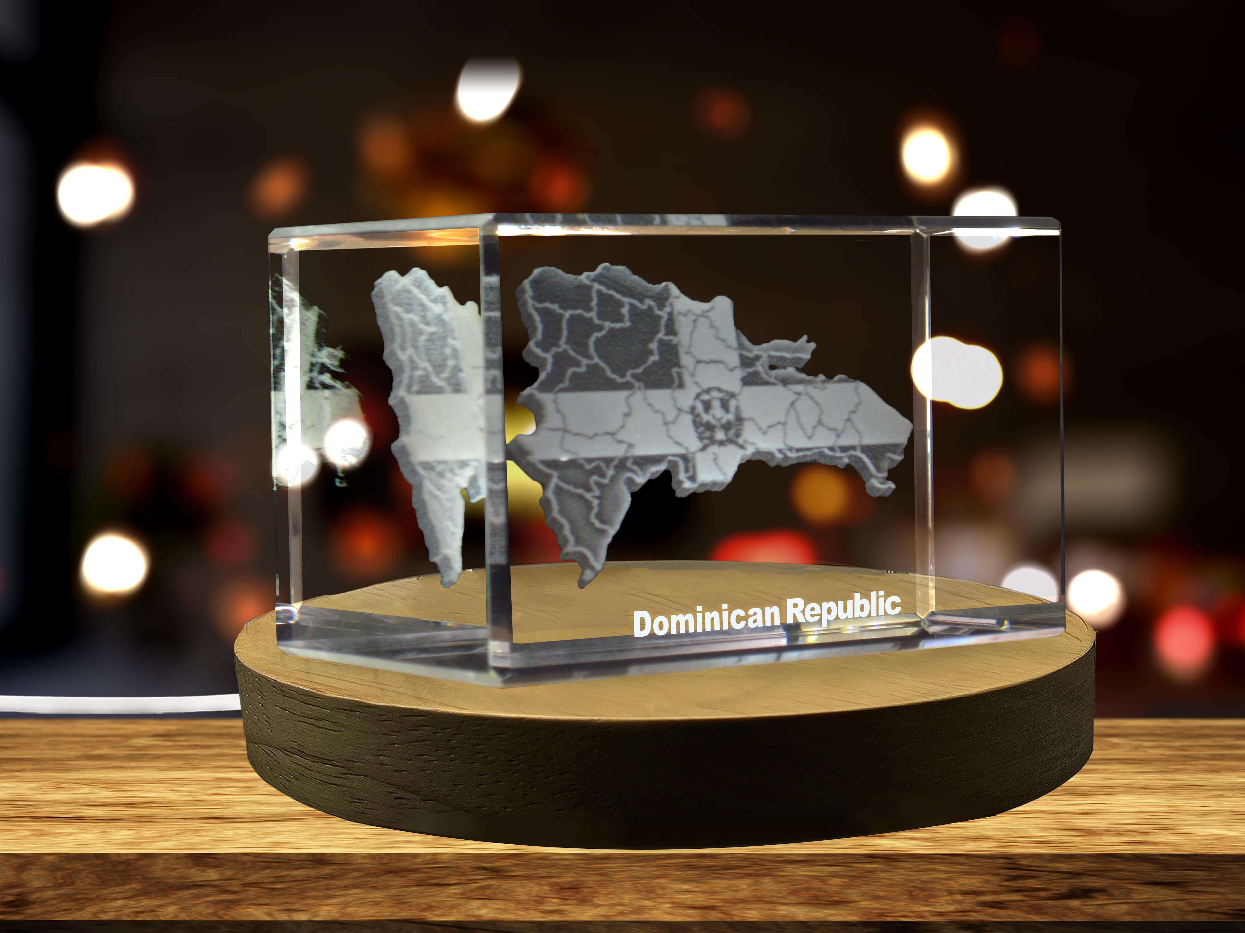 Dominican Republic 3D Engraved Crystal 3D Engraved Crystal Keepsake/Gift/Decor/Collectible/Souvenir A&B Crystal Collection