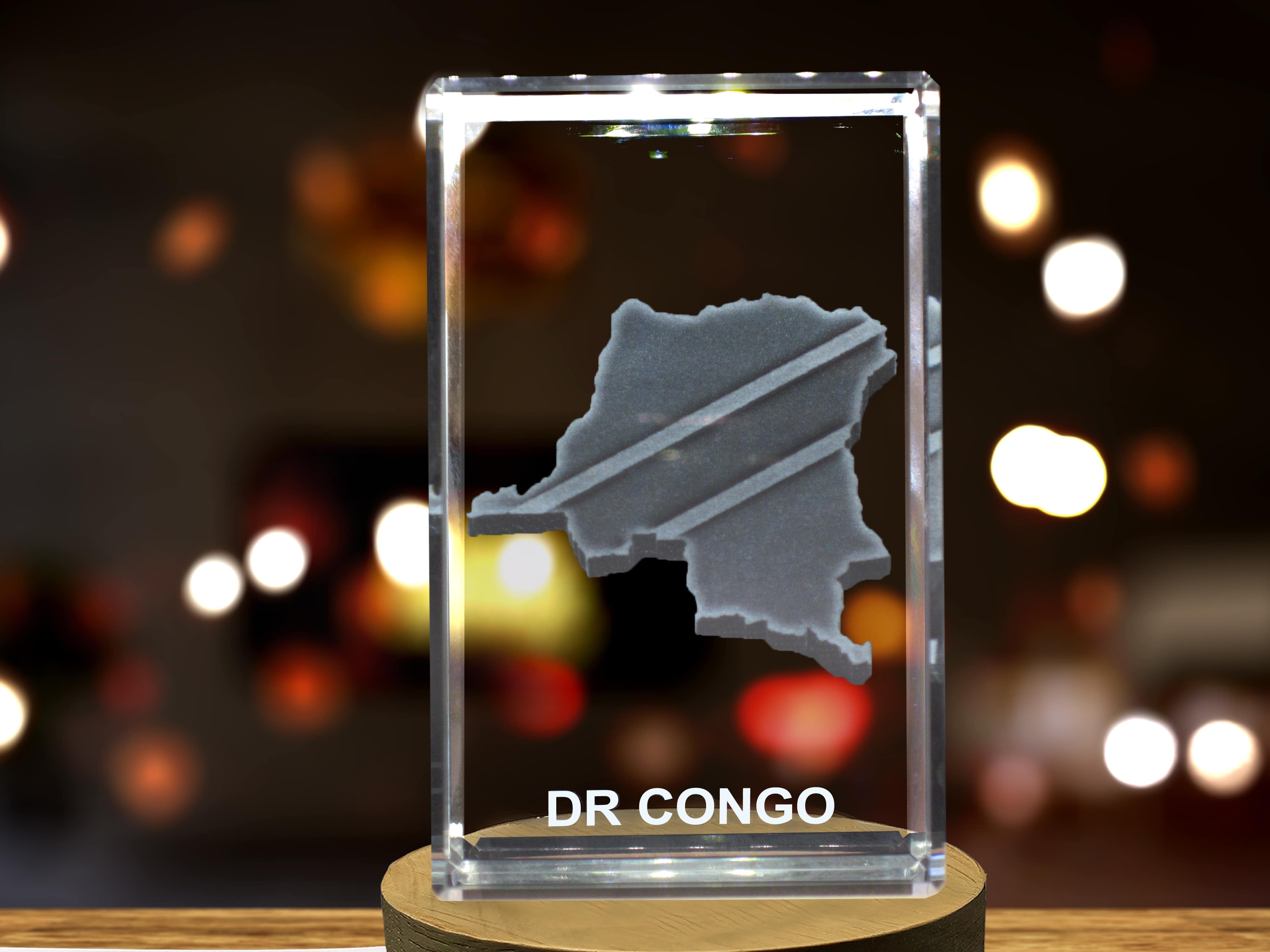 DR Congo 3D Engraved Crystal 3D Engraved Crystal Keepsake/Gift/Decor/Collectible/Souvenir A&B Crystal Collection