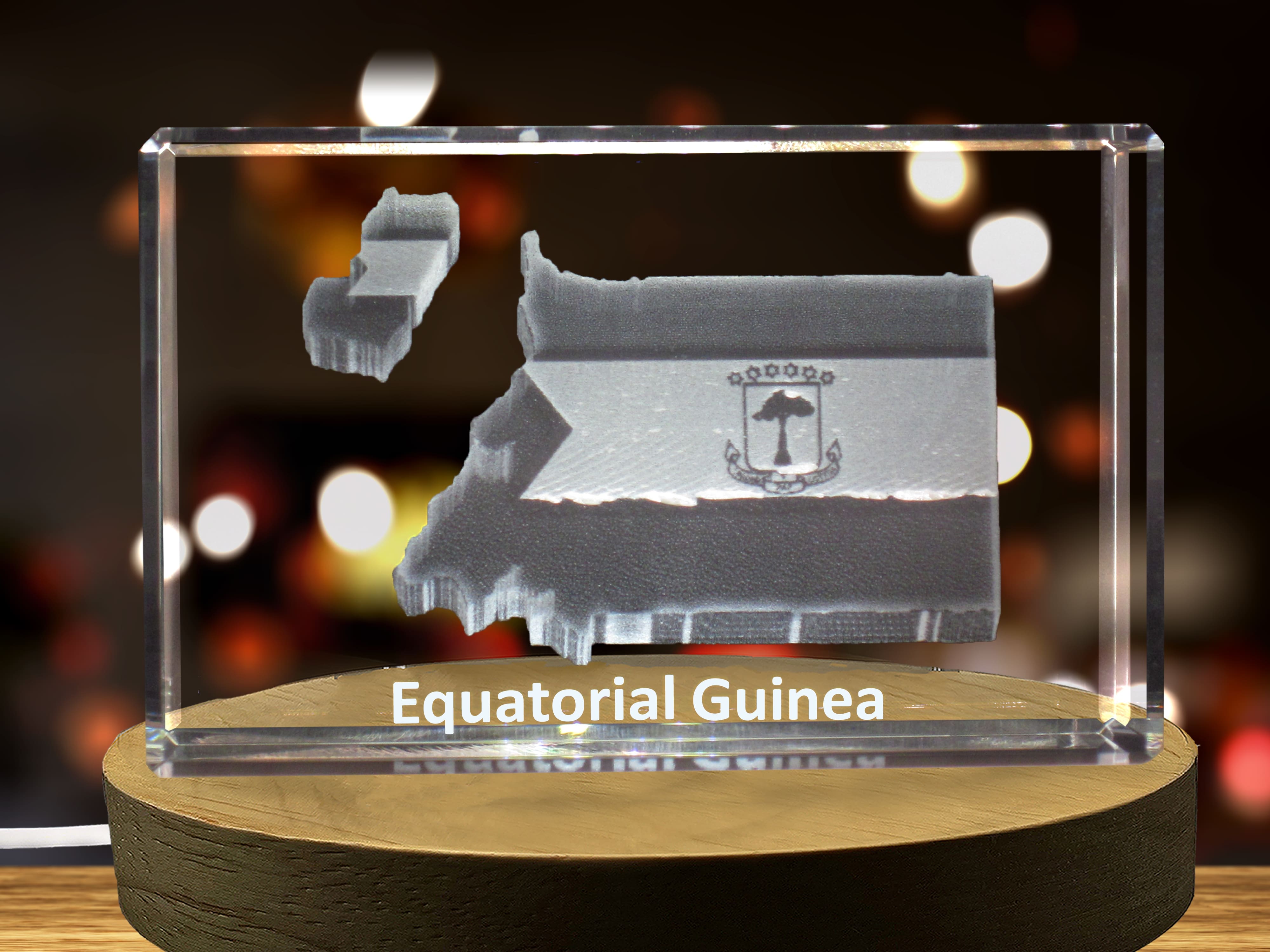 Equatorial Guinea 3D Engraved Crystal 3D Engraved Crystal Keepsake/Gift/Decor/Collectible/Souvenir A&B Crystal Collection