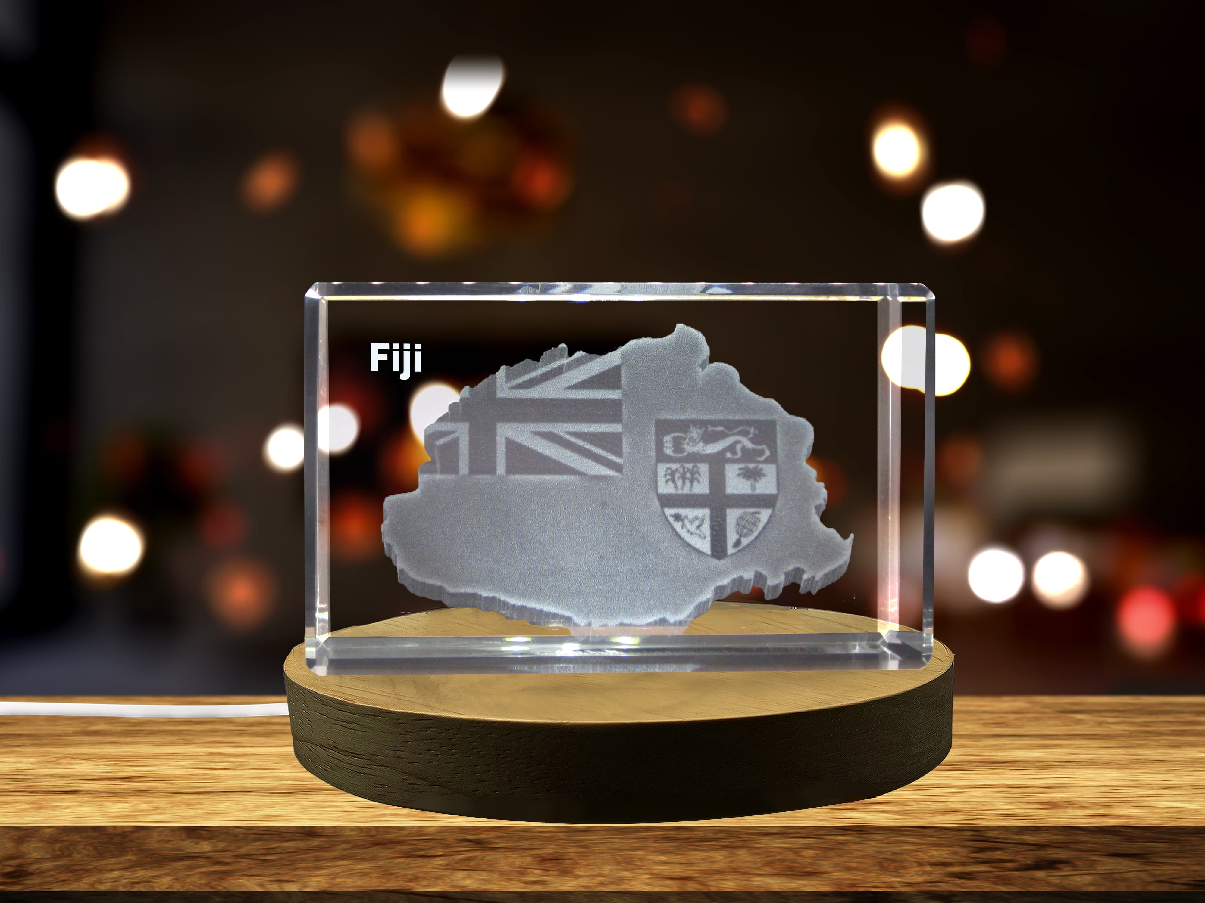 Fiji 3D Engraved Crystal 3D Engraved Crystal Keepsake/Gift/Decor/Collectible/Souvenir A&B Crystal Collection
