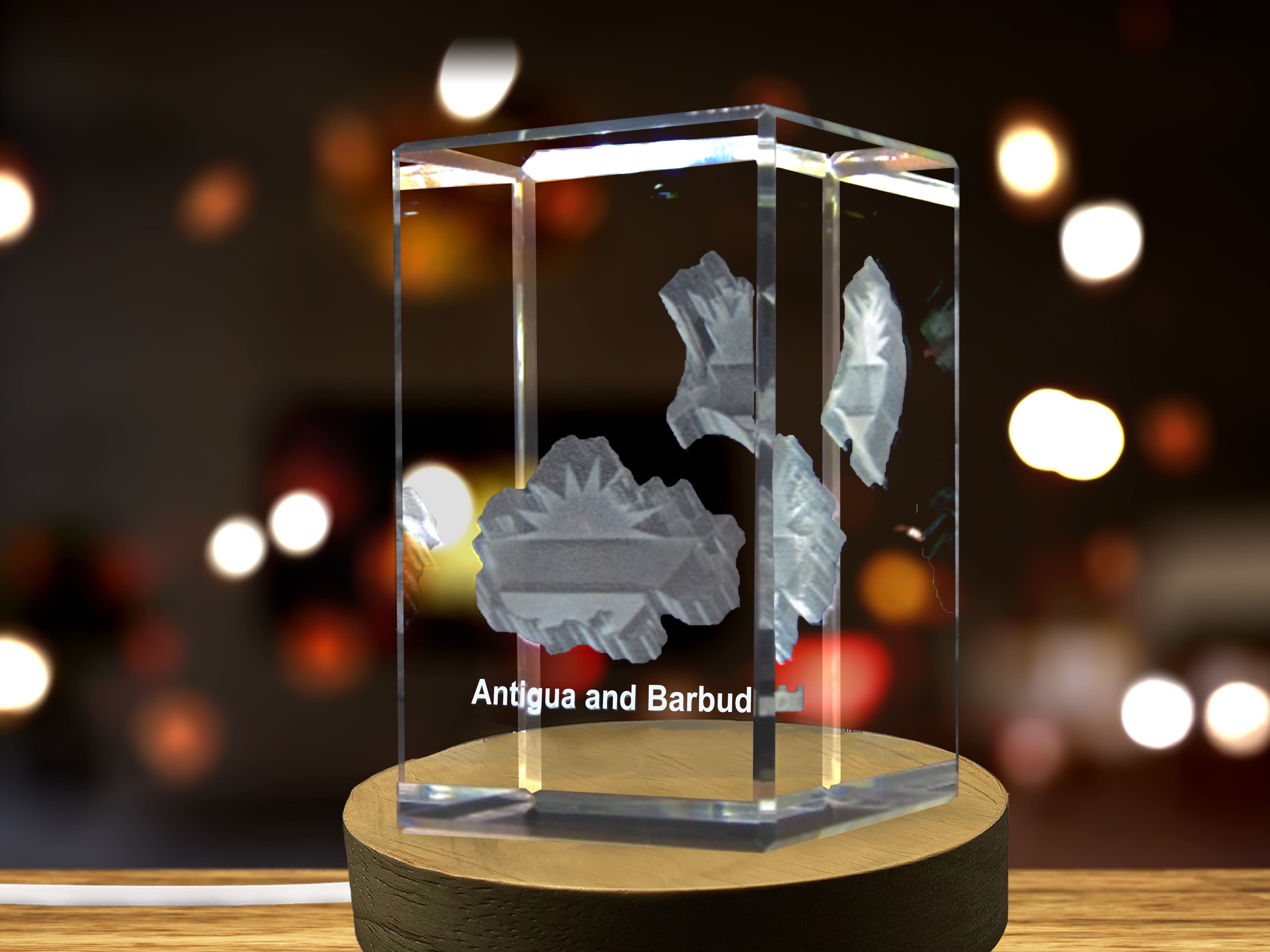 Antigua and Barbuda 3D Engraved Crystal 3D Engraved Crystal Keepsake/Gift/Decor/Collectible/Souvenir A&B Crystal Collection