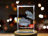 Antigua and Barbuda 3D Engraved Crystal 3D Engraved Crystal Keepsake/Gift/Decor/Collectible/Souvenir A&B Crystal Collection
