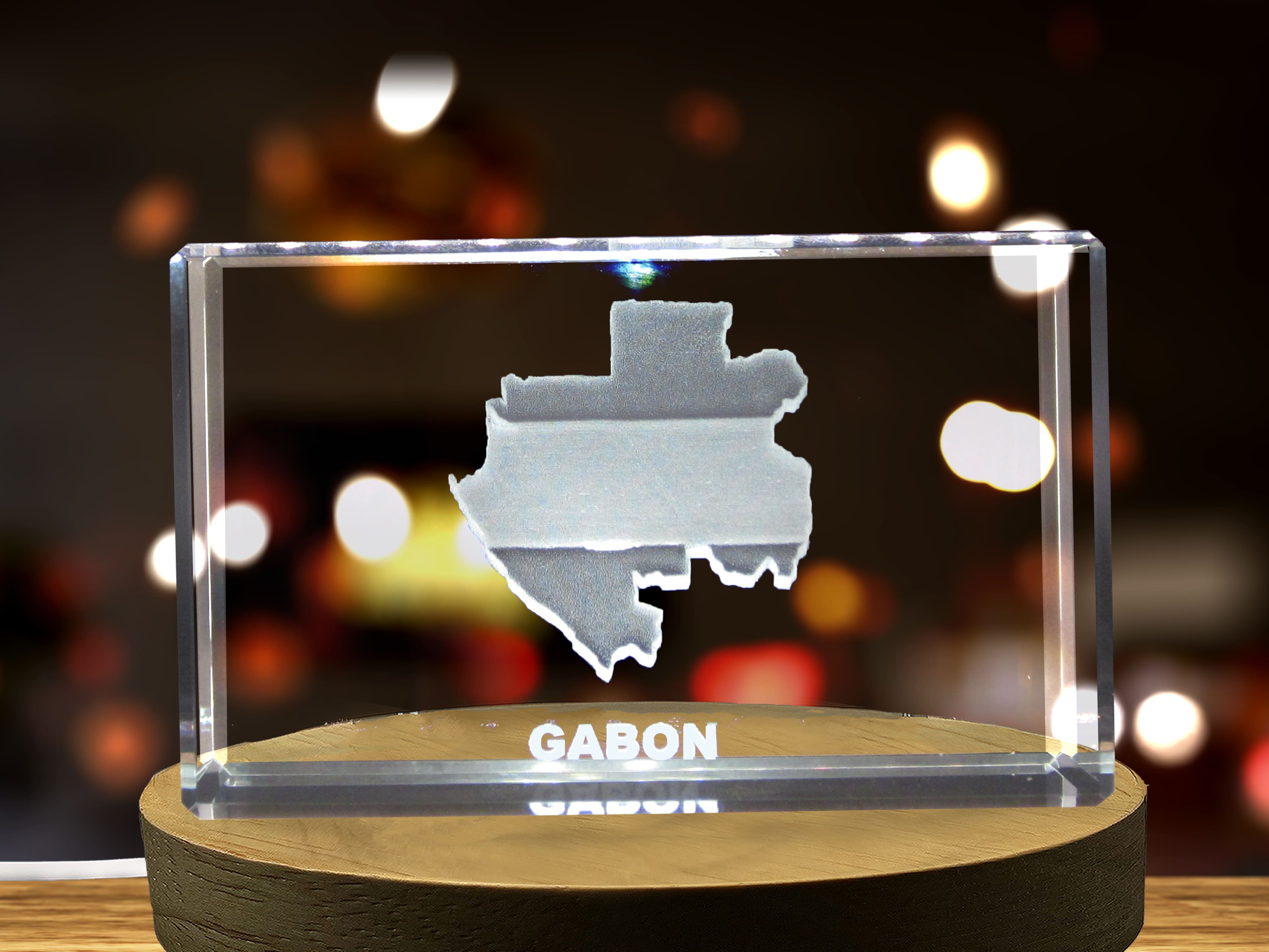 Gabon 3D Engraved Crystal 3D Engraved Crystal Keepsake/Gift/Decor/Collectible/Souvenir A&B Crystal Collection