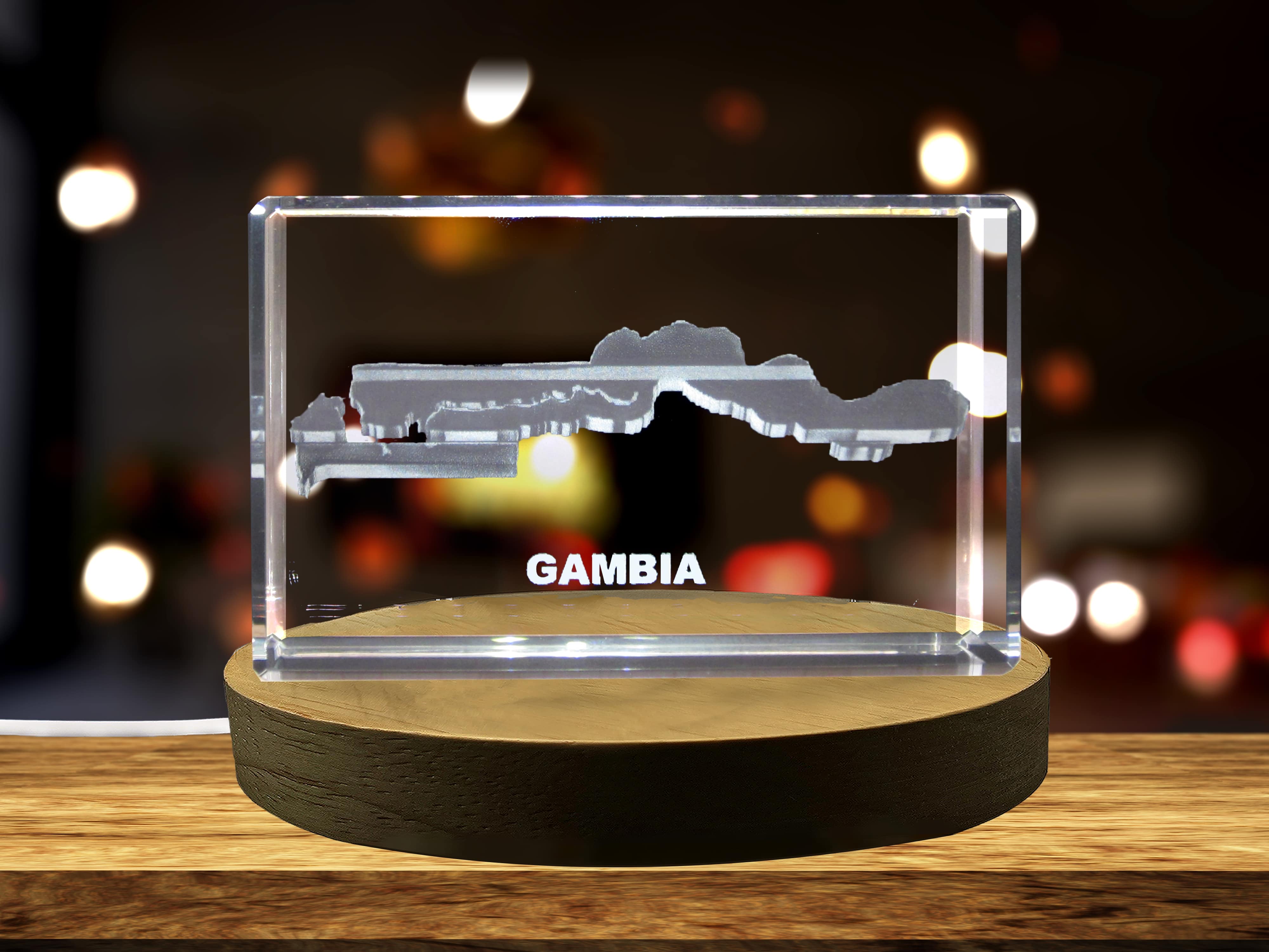 Gambia 3D Engraved Crystal 3D Engraved Crystal Keepsake/Gift/Decor/Collectible/Souvenir A&B Crystal Collection