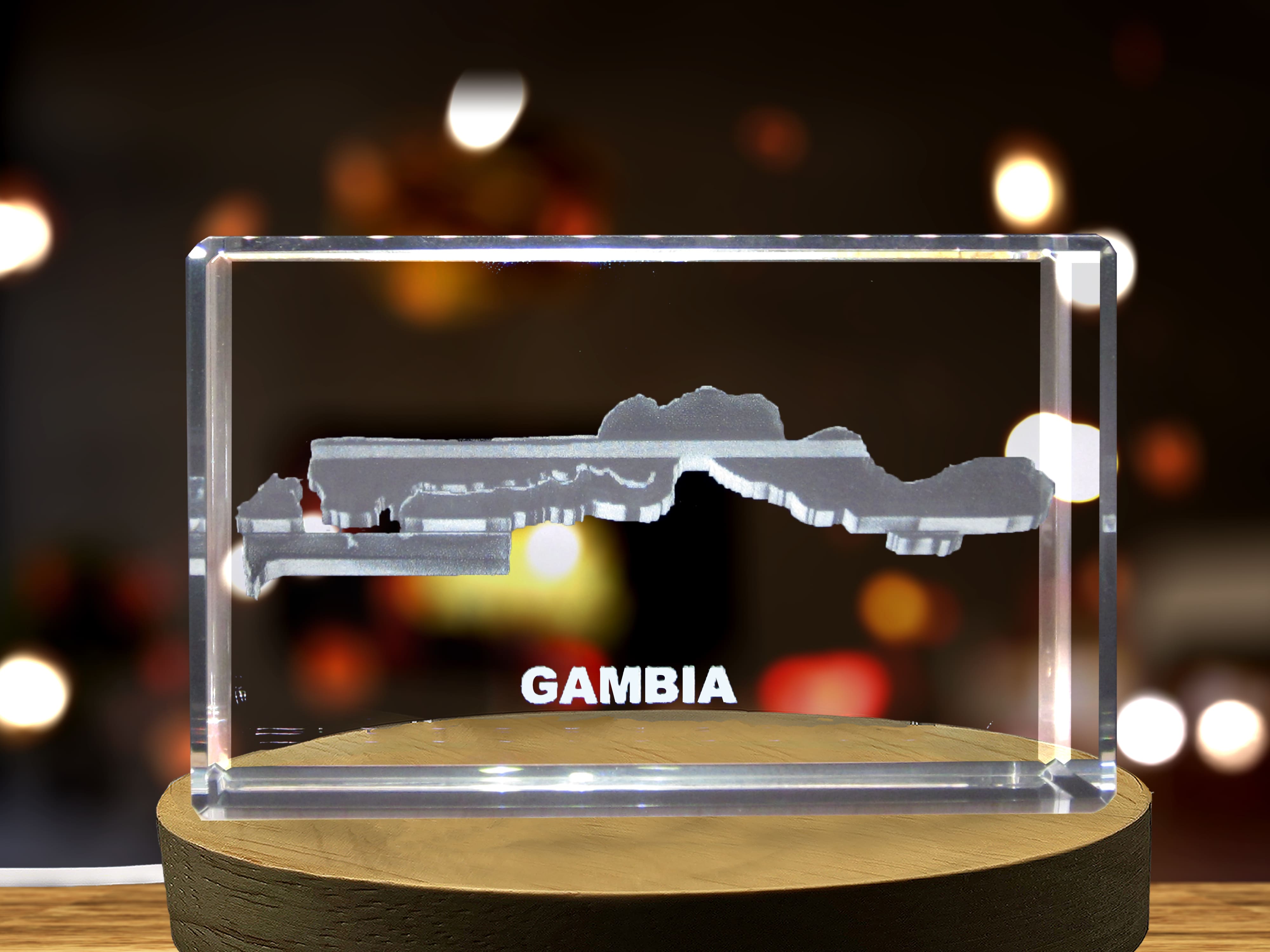 Gambia 3D Engraved Crystal 3D Engraved Crystal Keepsake/Gift/Decor/Collectible/Souvenir A&B Crystal Collection