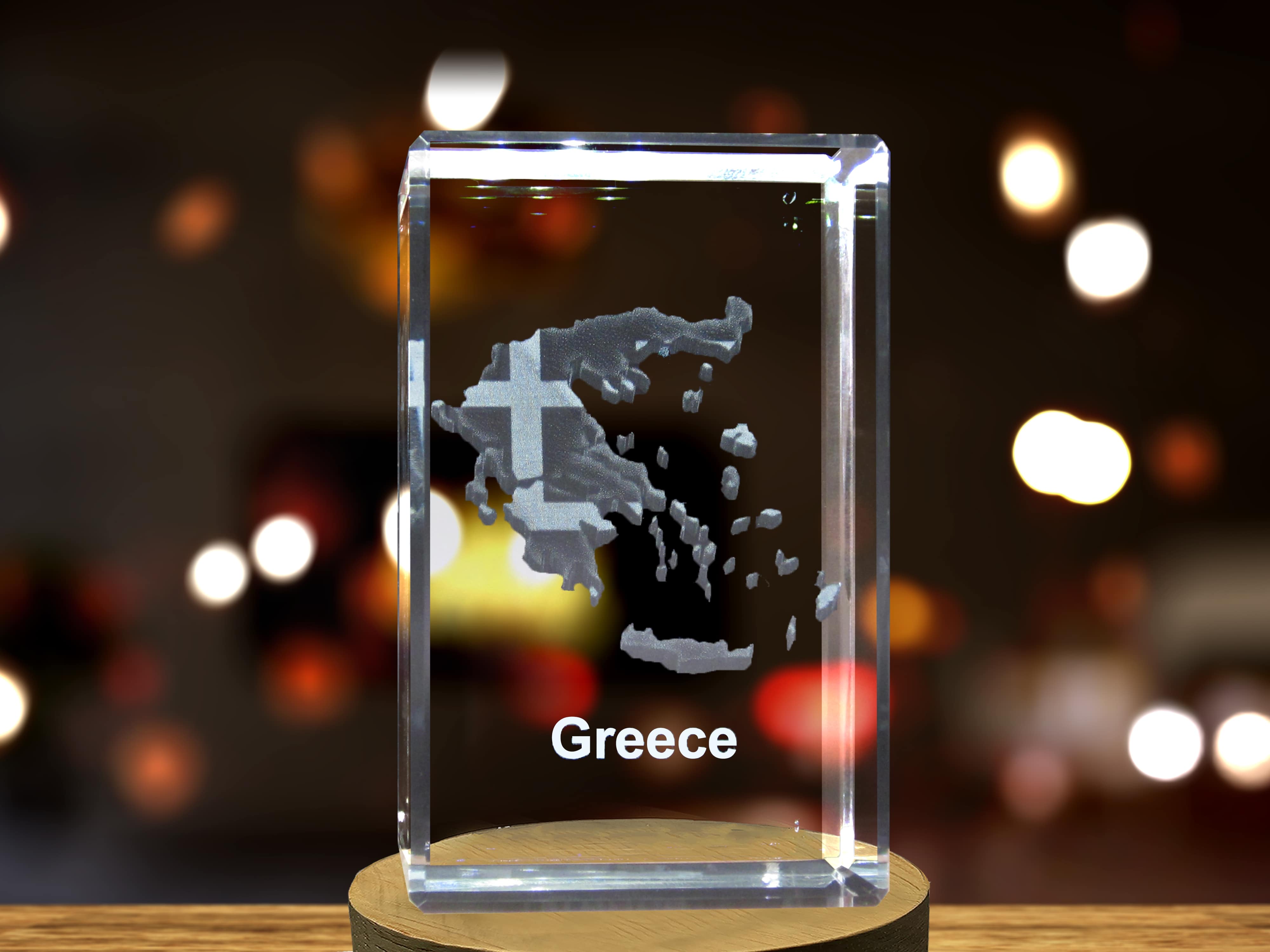 Greece 3D Engraved Crystal 3D Engraved Crystal Keepsake/Gift/Decor/Collectible/Souvenir A&B Crystal Collection