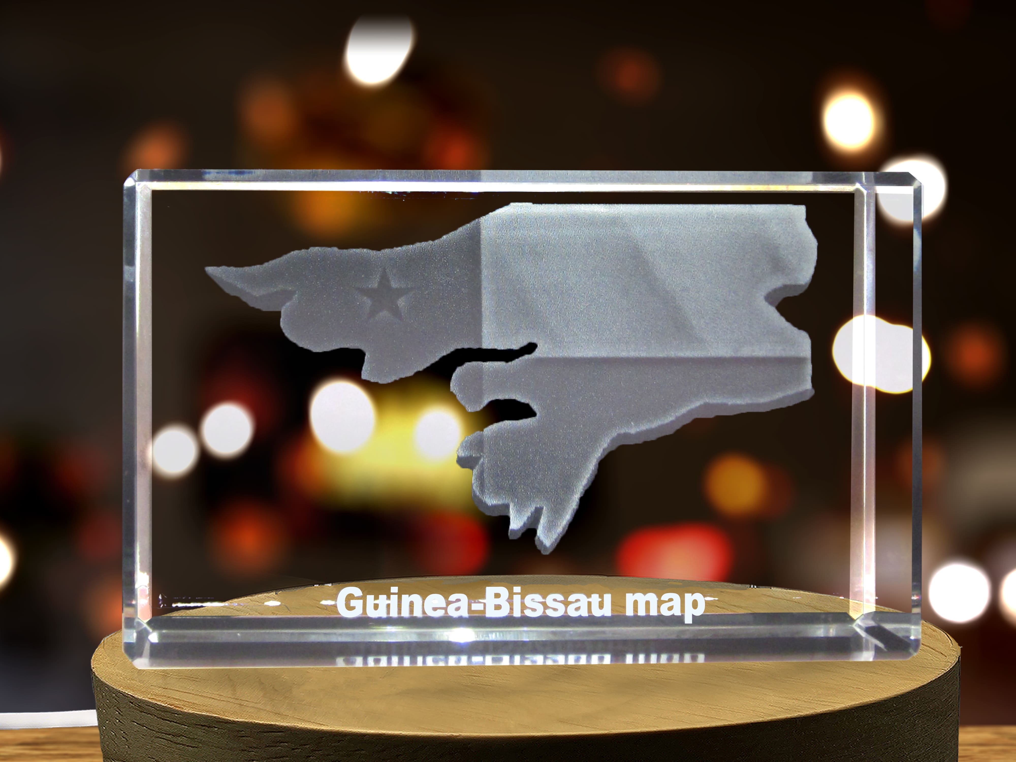 Guinea-Bissau 3D Engraved Crystal 3D Engraved Crystal Keepsake/Gift/Decor/Collectible/Souvenir A&B Crystal Collection