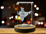 India 3D Engraved Crystal 3D Engraved Crystal Keepsake/Gift/Decor/Collectible/Souvenir A&B Crystal Collection