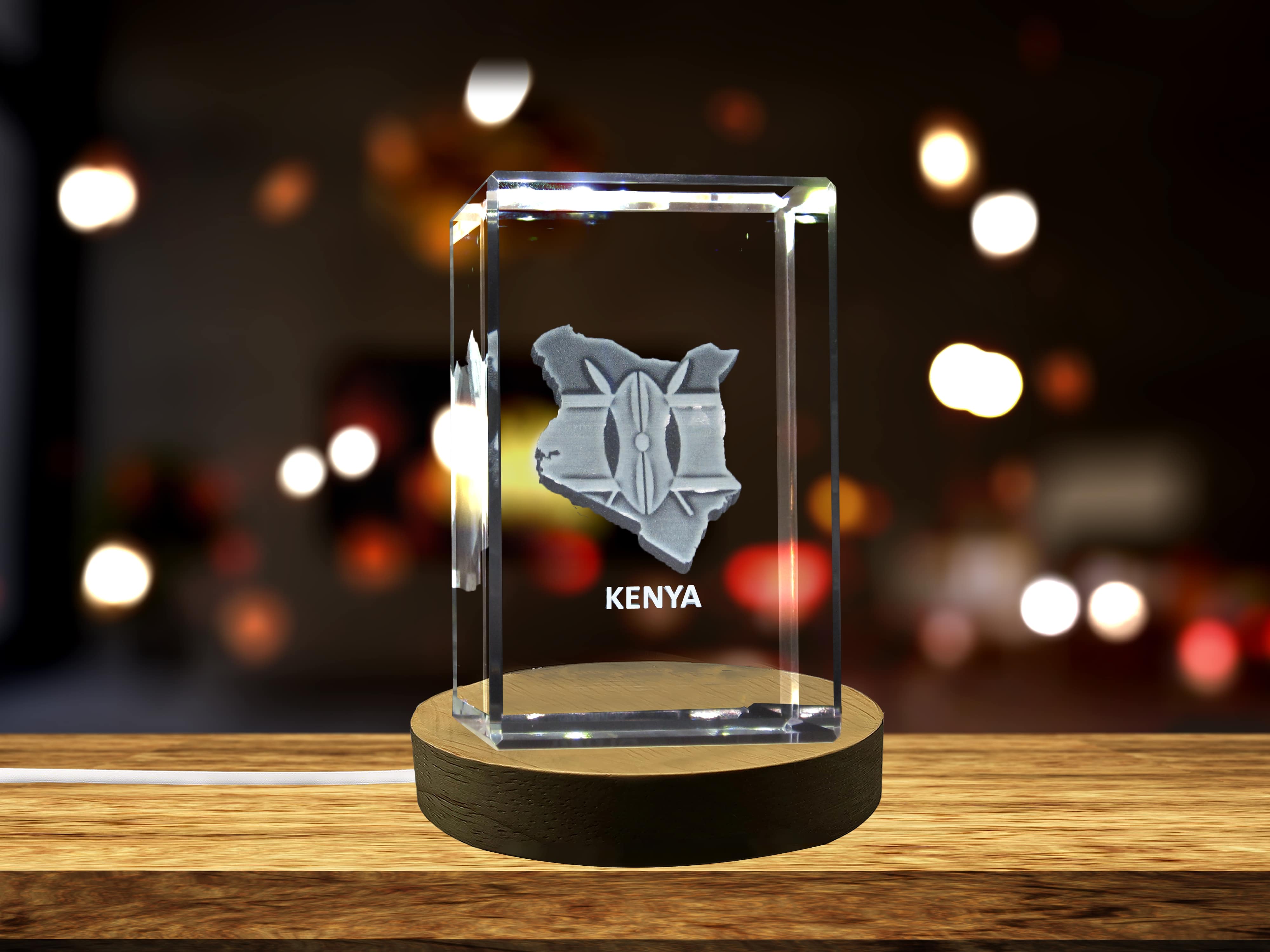 Kenya 3D Engraved Crystal 3D Engraved Crystal Keepsake/Gift/Decor/Collectible/Souvenir A&B Crystal Collection