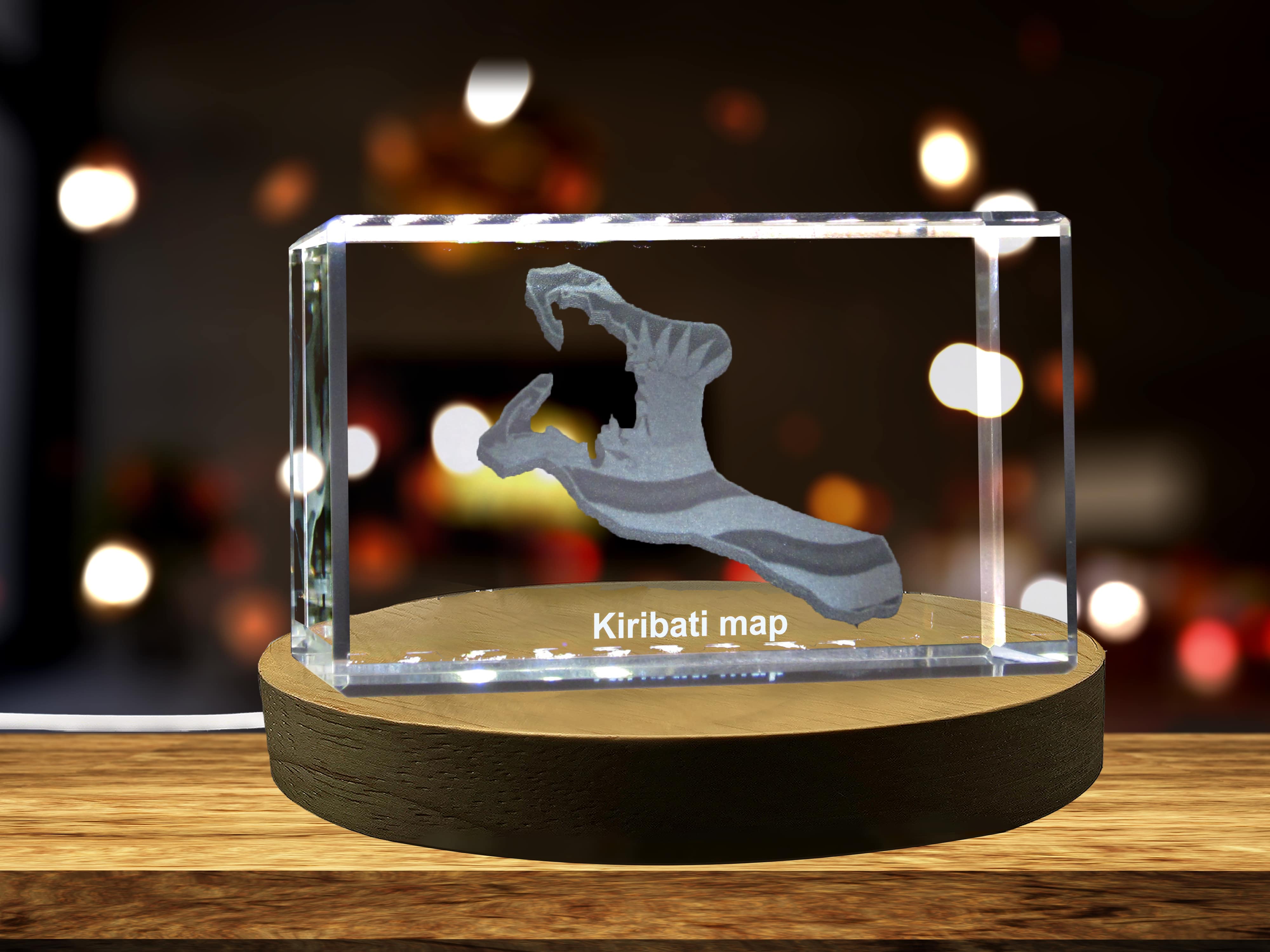 Kiribati 3D Engraved Crystal 3D Engraved Crystal Keepsake/Gift/Decor/Collectible/Souvenir A&B Crystal Collection