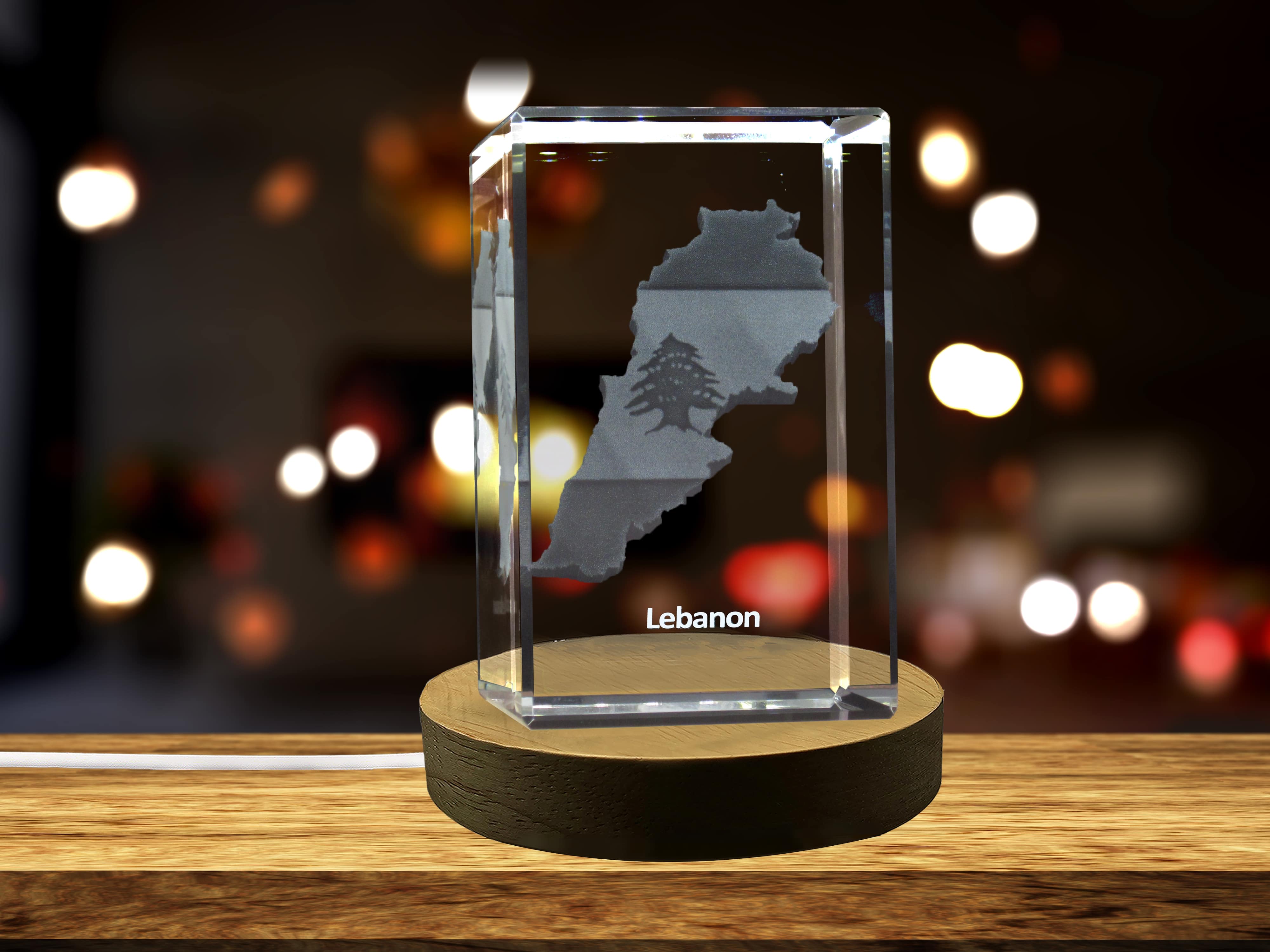 Lebanon 3D Engraved Crystal 3D Engraved Crystal Keepsake/Gift/Decor/Collectible/Souvenir A&B Crystal Collection