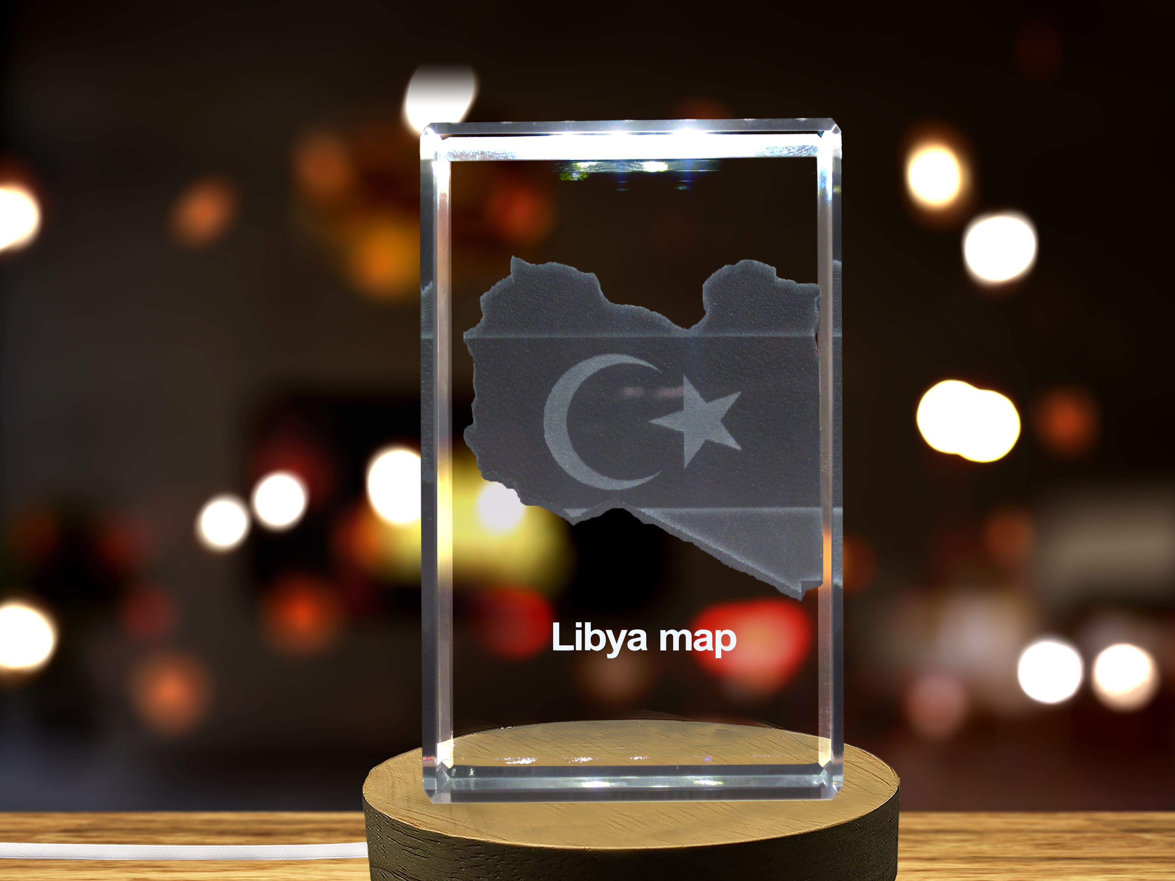 Libya 3D Engraved Crystal 3D Engraved Crystal Keepsake/Gift/Decor/Collectible/Souvenir A&B Crystal Collection