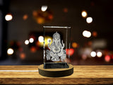 Ganesha 3D Engraved Crystal Keepsake with LED Base - Made in Canada A&B Crystal Collection