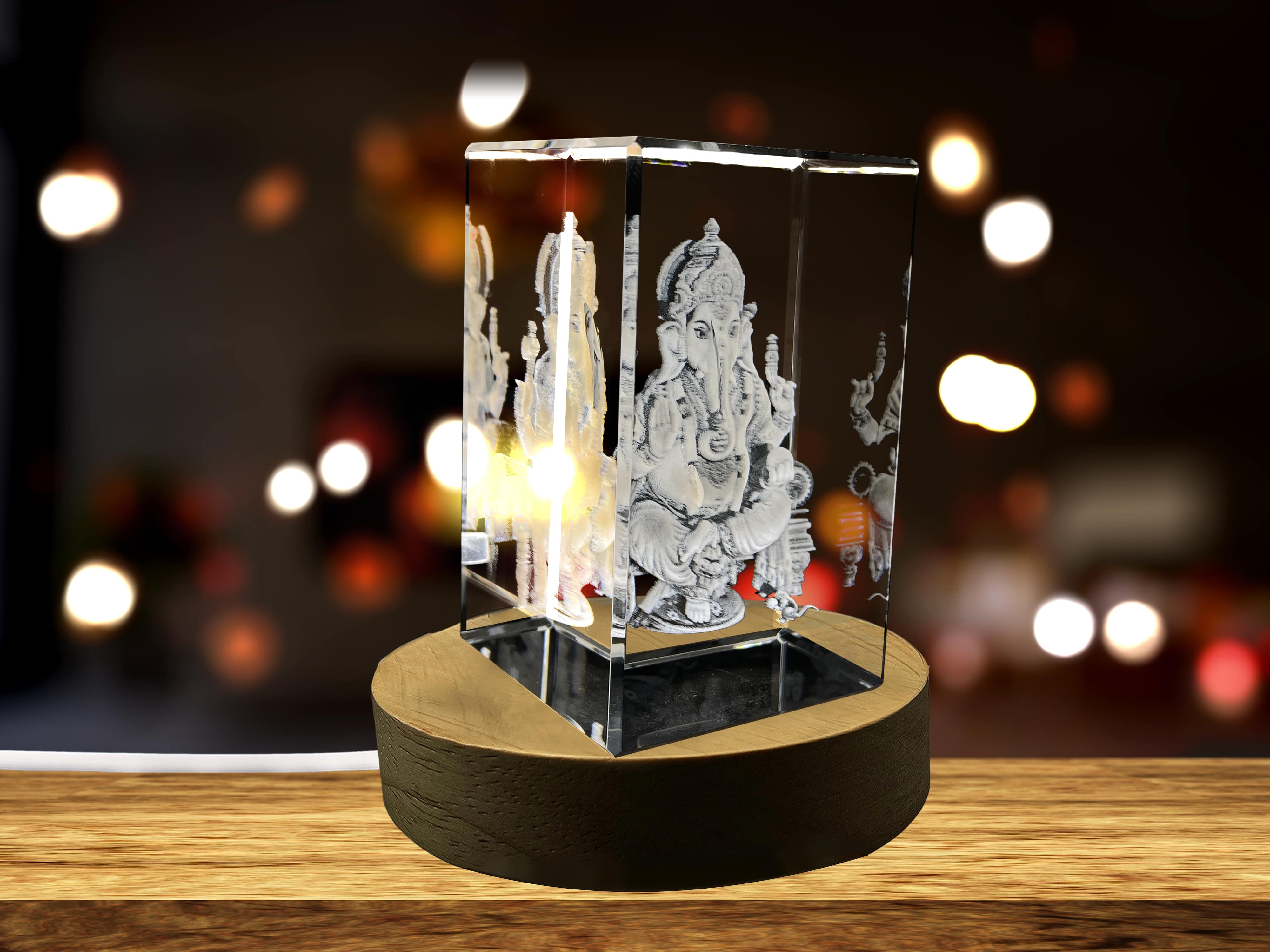 Ganesha 3D Engraved Crystal Keepsake A&B Crystal Collection