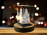 Ganesha 3D Engraved Crystal Keepsake with LED Base - Made in Canada A&B Crystal Collection